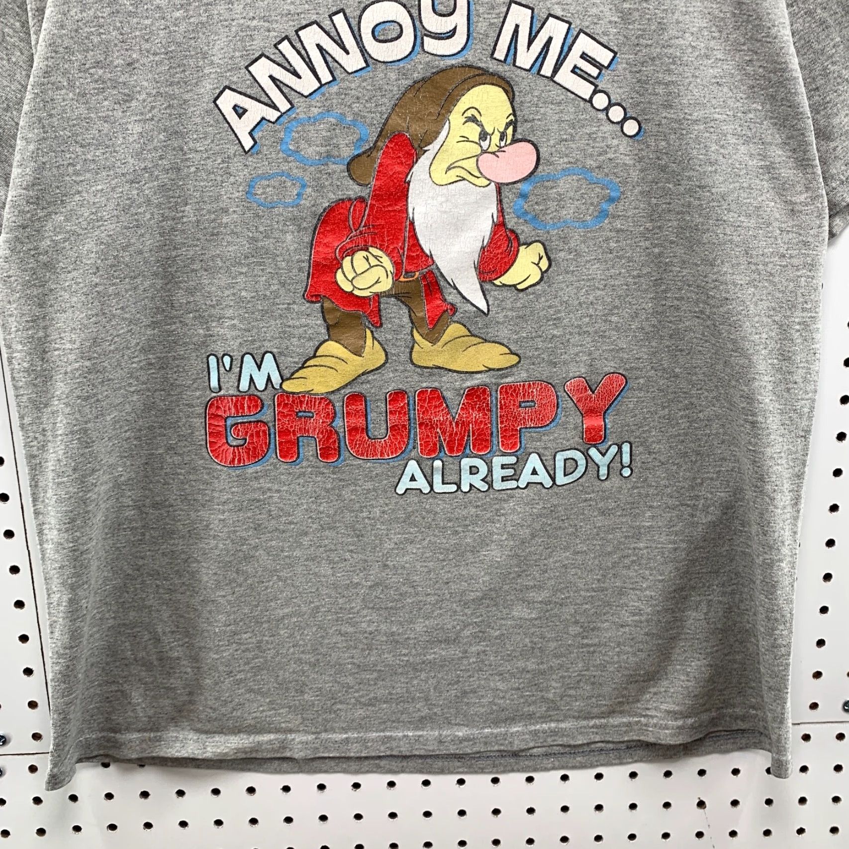 Disney VINTAGE Disney Snow White Grumpy Shirt T-Shirt Medium Gray "Don't ANNOY ME" 2000s Unisex Adults Size US M / EU 48-50 / 2 - 7 Thumbnail