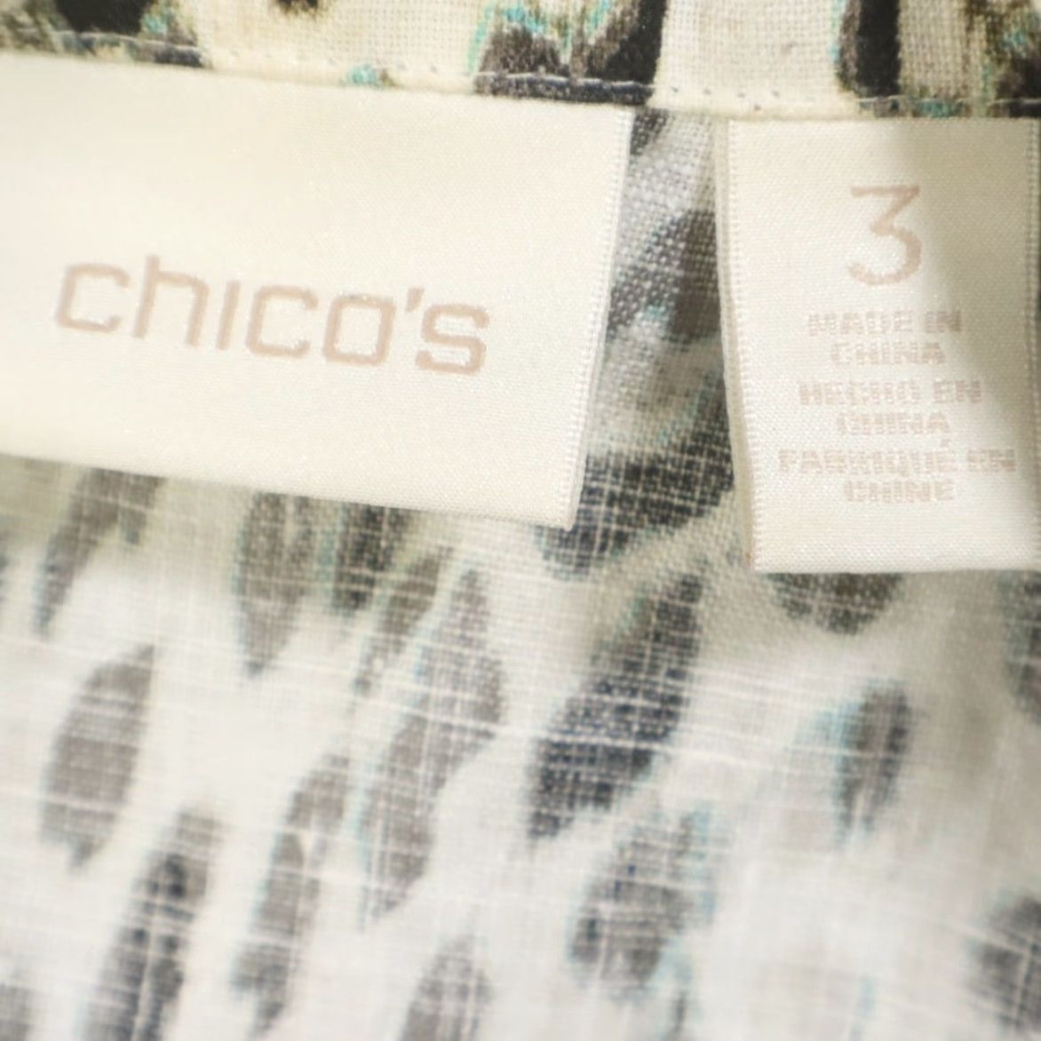 Vintage Chicos Jacket Women's White Leopard Print Open Front Linen 3 Size XS / US 0-2 / IT 36-38 - 5 Thumbnail