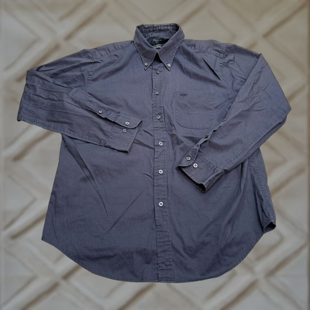 Dockers DOCKERS Long Sleeve Button Down Dress Shirt Men Large Blue Cotton Stain Defender Regular Fit Size 42R - 1 Thumbnail