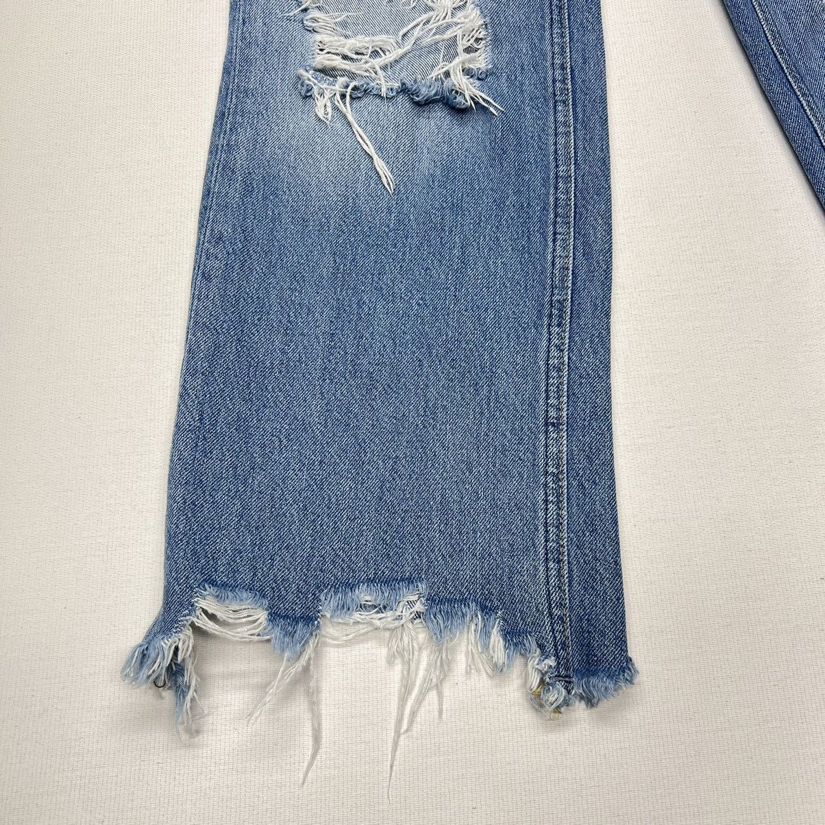 Free People We The Free Jeans Blue Straight Distressed Destroyed Ripped Size 29" - 3 Thumbnail