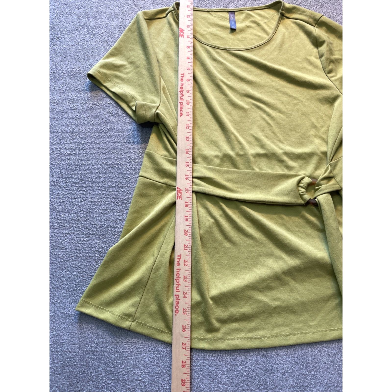 Vintage Massini Women’s XL Short Sleeve Top Mustard Yellow Shirt Blouse Casual Lightweight Easy Care Collarless Regular 100% Polyester Elastane Viscose Size XL / US 12-14 / IT 48-50 - 2 Thumbnail