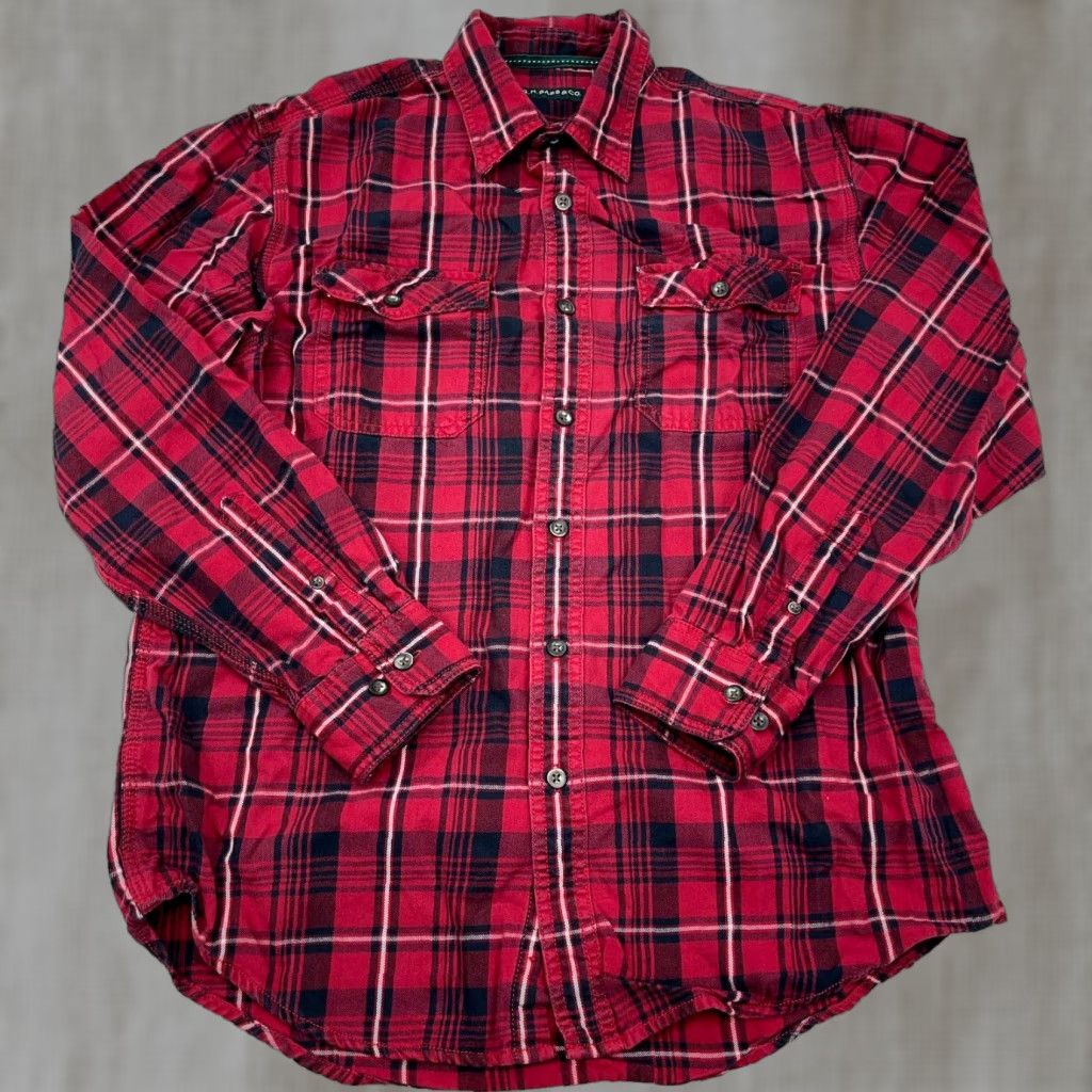 Vintage G.H. Bass & Co. Shirt Men M Red Black Flannel Plaid Button-Up Casual Workwear Modern Classic Preppy Members Mens Size US M / EU 48-50 / 2 - 1 Thumbnail