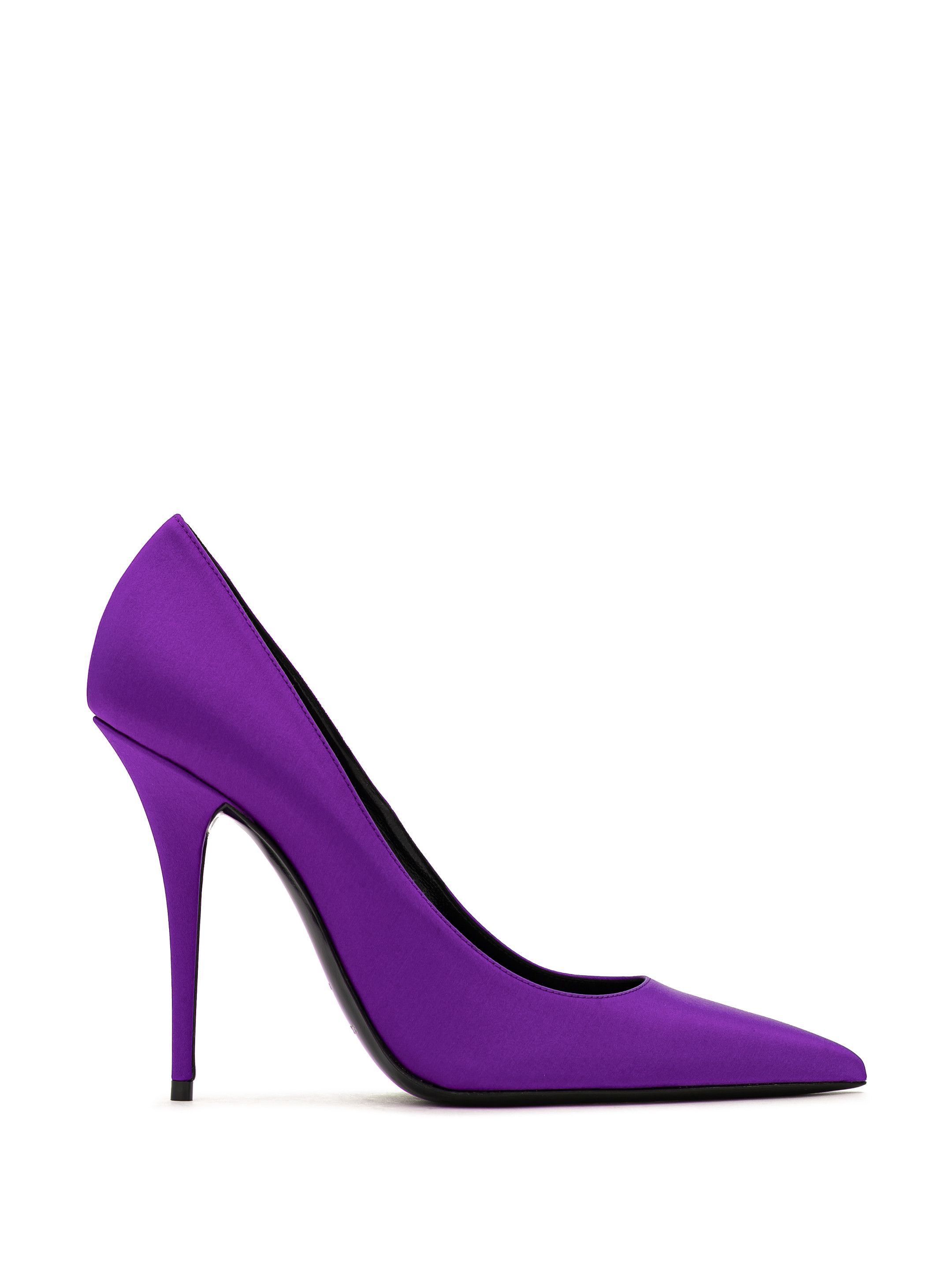 Saint Laurent Paris o1b1hav111224 Instinct Pumps in Crepe Satin in Purple Size US 7.5 / IT 37.5 - 1 Thumbnail
