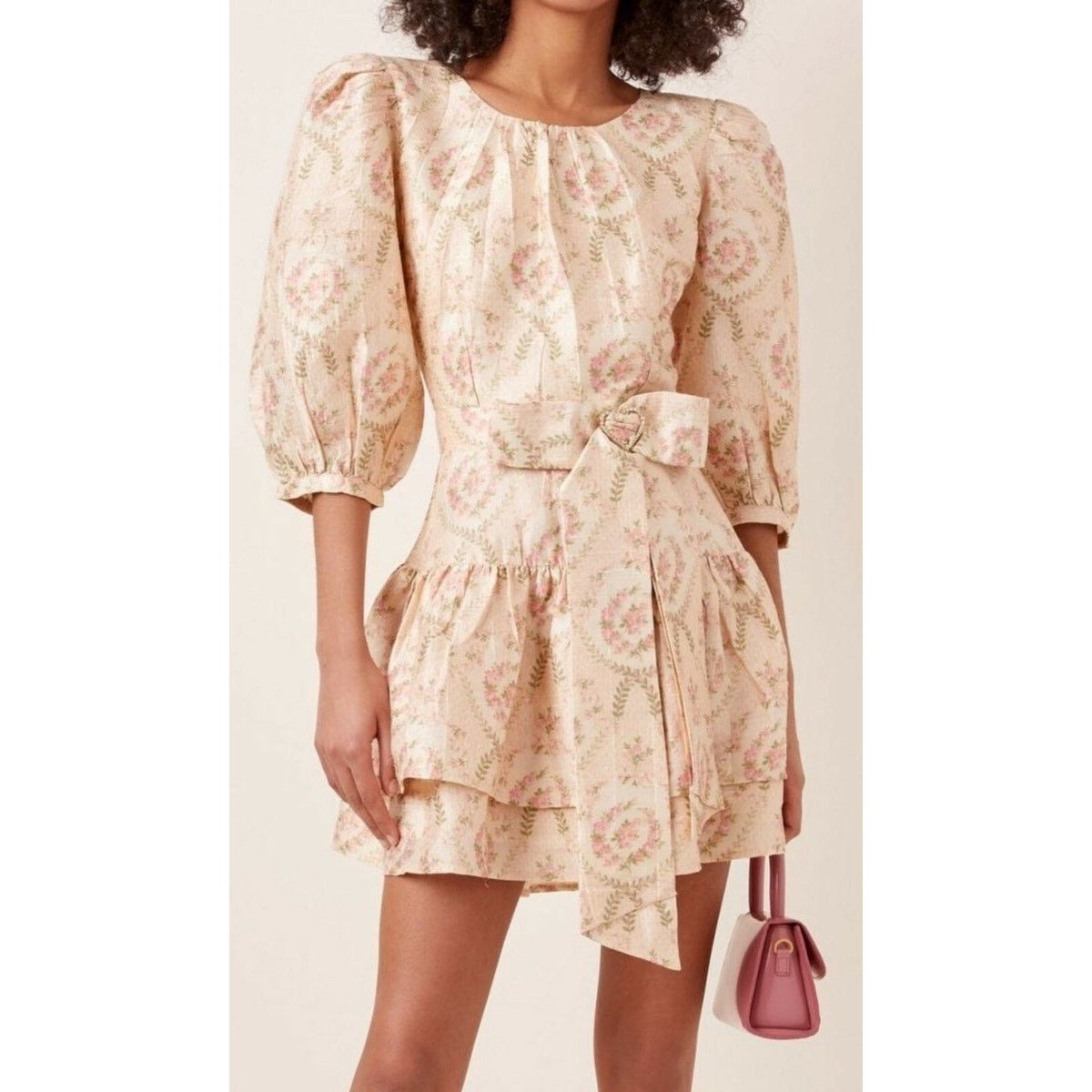 LoveShackFancy LoveShackFancy Pearla Floral Silk Mini Dress rose Size 0 Size XS / US 0-2 / IT 36-38 - 12 Thumbnail