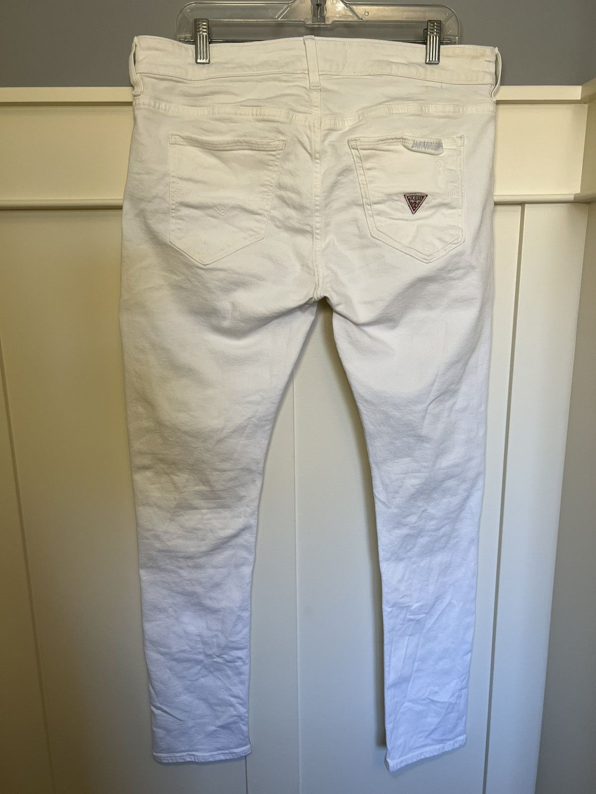 Guess Vintage Guess Jean USA patched distressed white skinny jeans Size US 33 - 2 Thumbnail