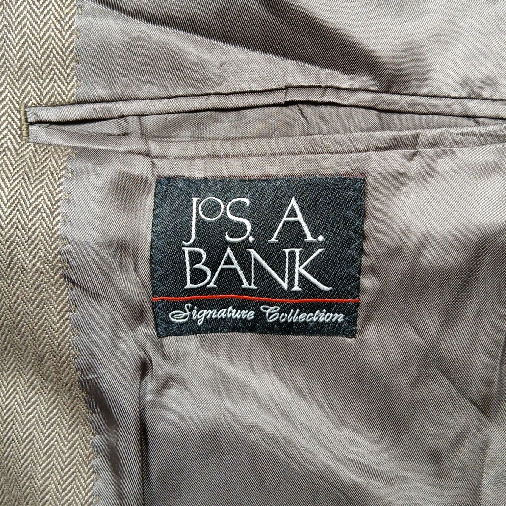 Jos. A. Bank Jos A Bank Signature Collection Blazer Men 48L Brown Silk Camelhair Herringbone Two-Button Notch Lapel Jacket Size 48R - 4 Thumbnail