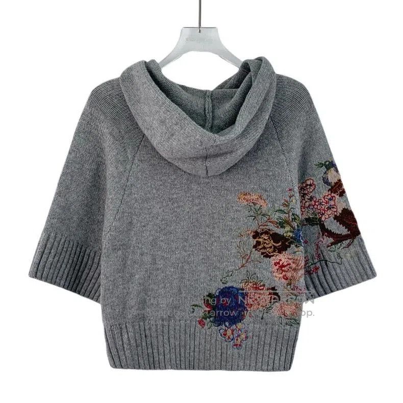Dior Dior Gray Floral Cashmere Hooded Sweater. Size US S / EU 44-46 / 1 - 2 Thumbnail