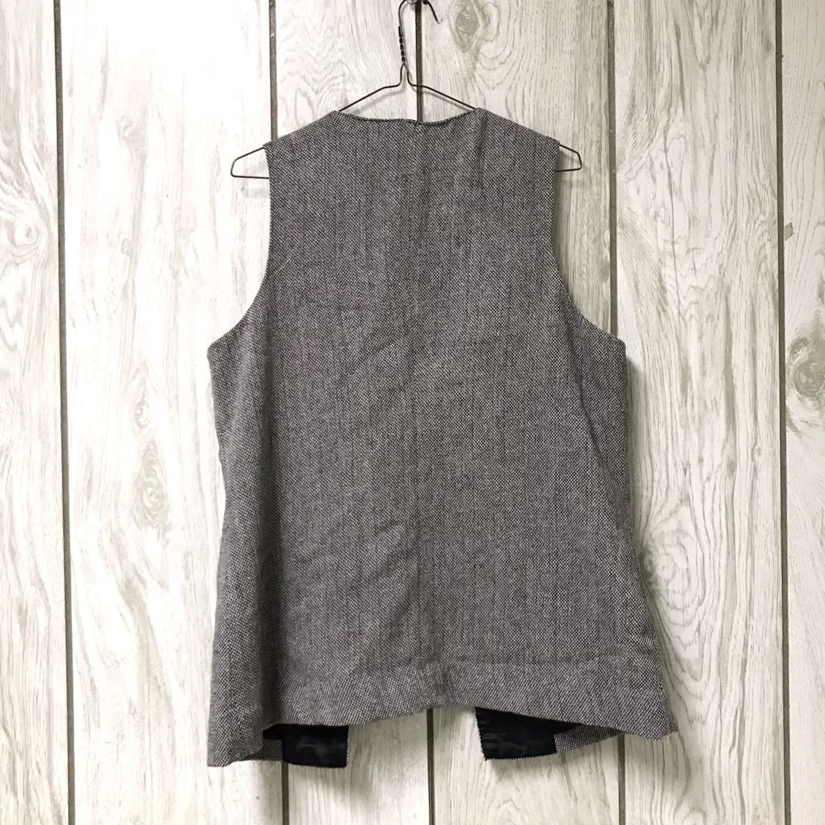 Vintage Chico’s Women Gray Herringbone Tweed Wool Blend Trinket Studded Open Vest Size XS / US 0-2 / IT 36-38 - 2 Thumbnail