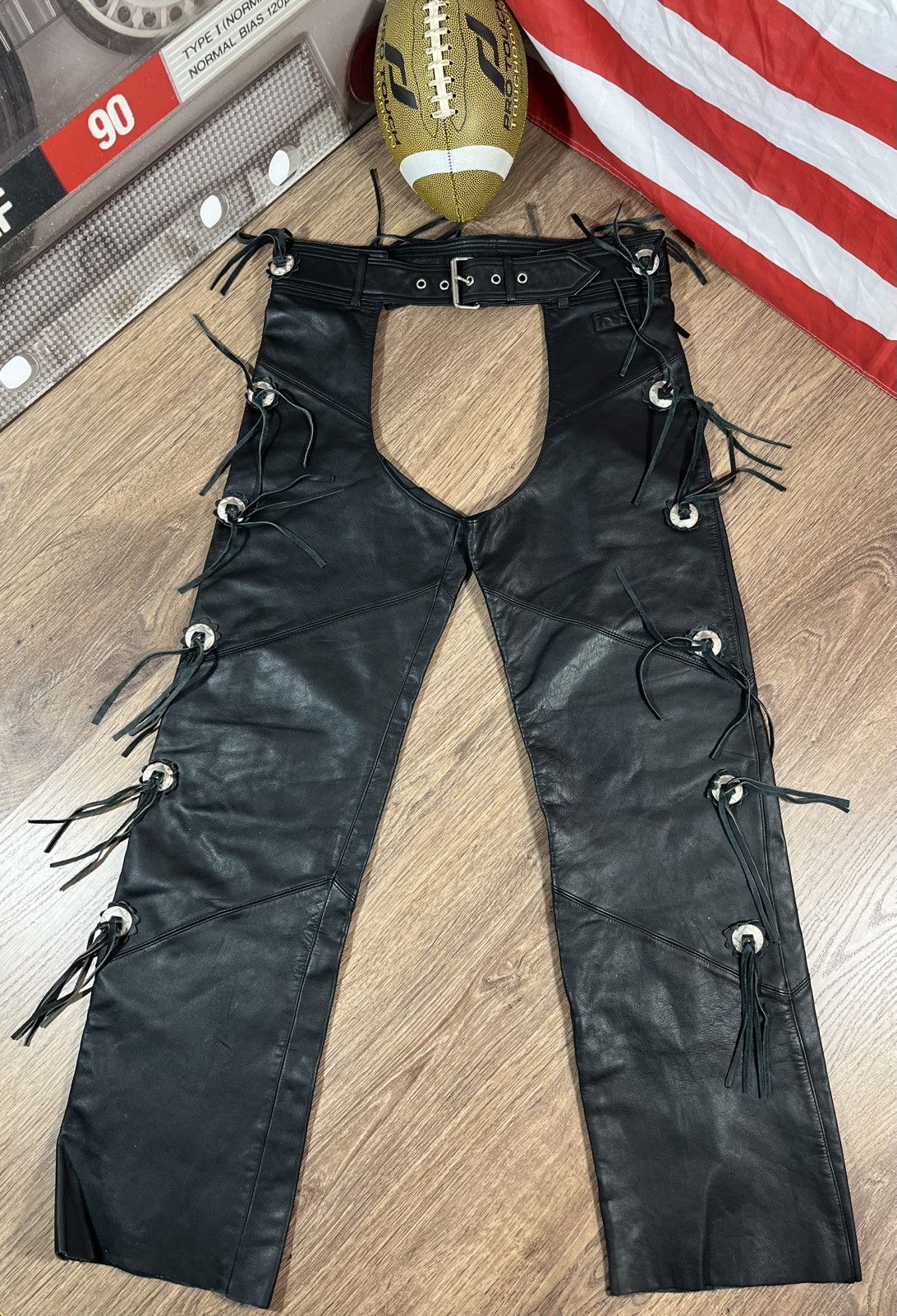 Vintage Vintage Leather Moto Bikers Chaps IXS Rare Size US 34 / EU 50 - 1 Thumbnail