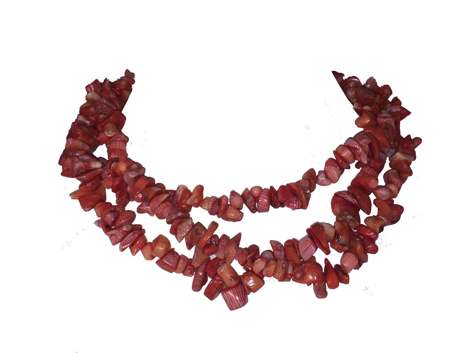Designer Dyed Red Coral Chip Bead Multi Stand Necklace Size ONE SIZE - 1 Thumbnail