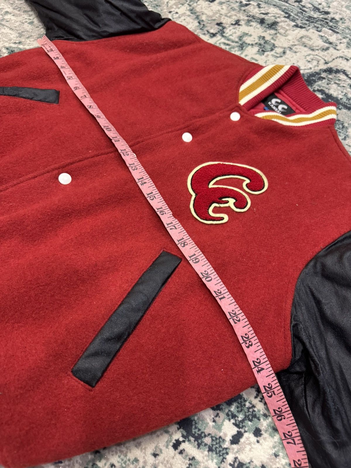 Kansai Yamamoto VINTAGE CC KANSAI YAMAMOTO WOOL WAXED ARMS VARSITY JACKET Size US L / EU 52-54 / 3 - 9 Thumbnail