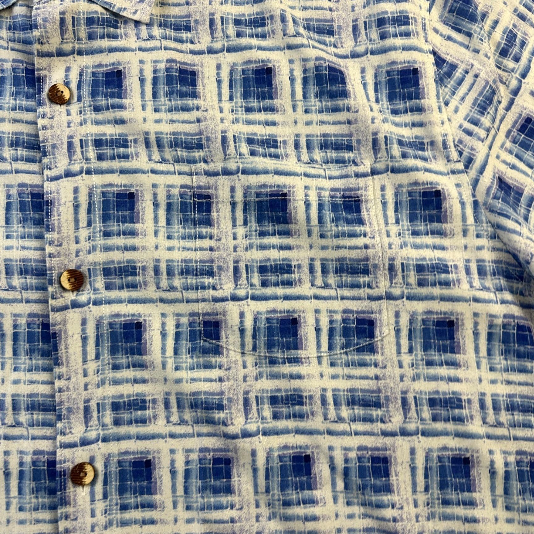 Tommy Bahama Tommy Bahama Shirt 3XL Blue Silk Blend Islandzone Short Sleeve Button-Up Geometric Camp Mens Size US XXL / EU 58 / 5 - 4 Thumbnail