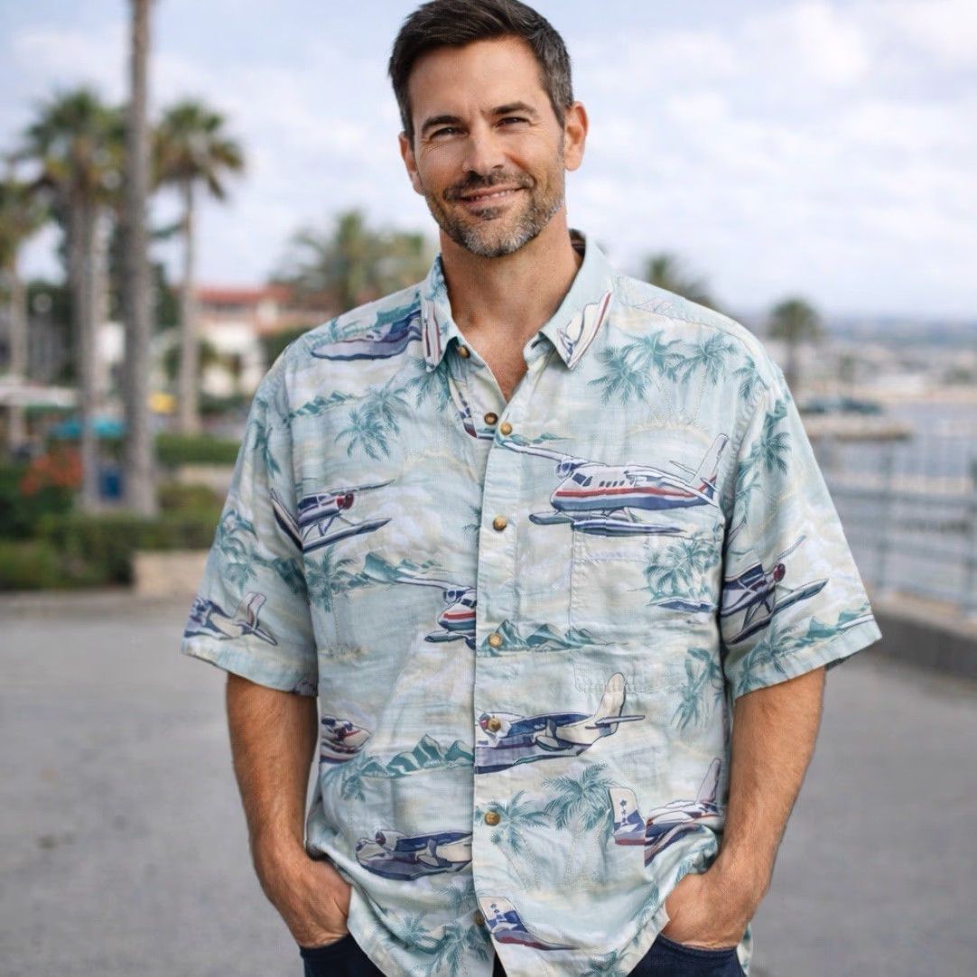 Vintage VINTAGE Weekender Shirt Mens 2XL Blue Airplane Hawaiian Retro Aloha Travel Casual Short Sleeve Button-Up Size US XXL / EU 58 / 5 - 2 Thumbnail