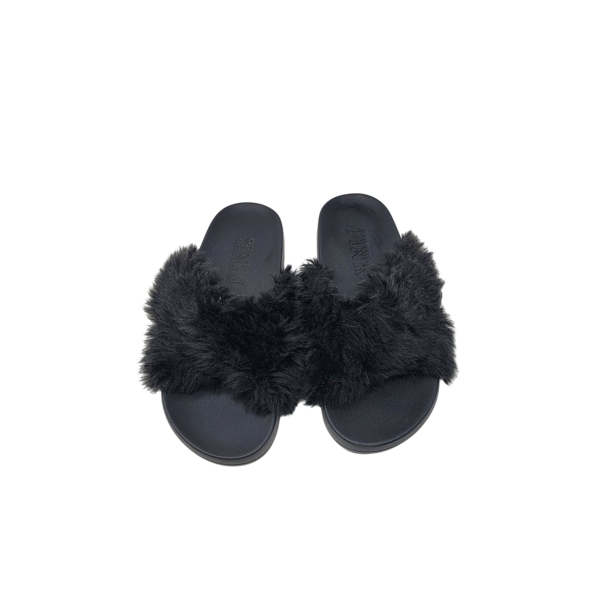 Victoria's Secret Victoria's Secret Pink Womens Faux Fur Slide Slippers Black Size US 6.5 / IT 36.5 - 2 Thumbnail