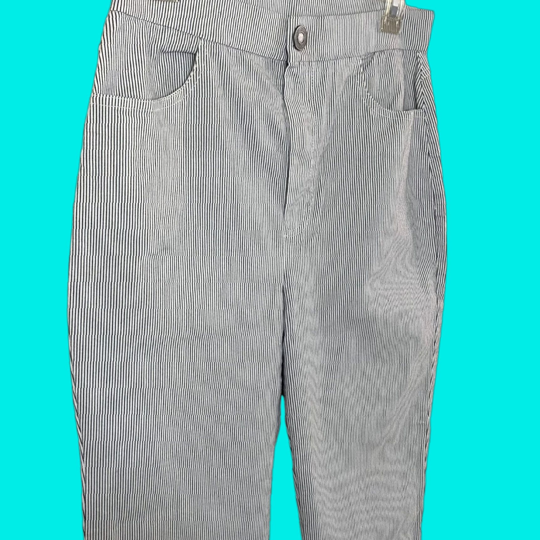 Free People Free People Florence Crop Flare Pants Womens Large White Blue Stripe Stretch Size 36" / US 14 / IT 50 - 1 Thumbnail