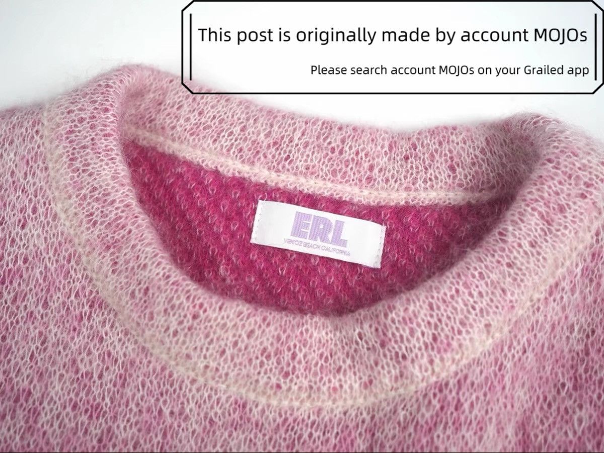 Sz M ERL 22AW GRADIENT MOHAIR CREWNECK SWEATER - PINK
