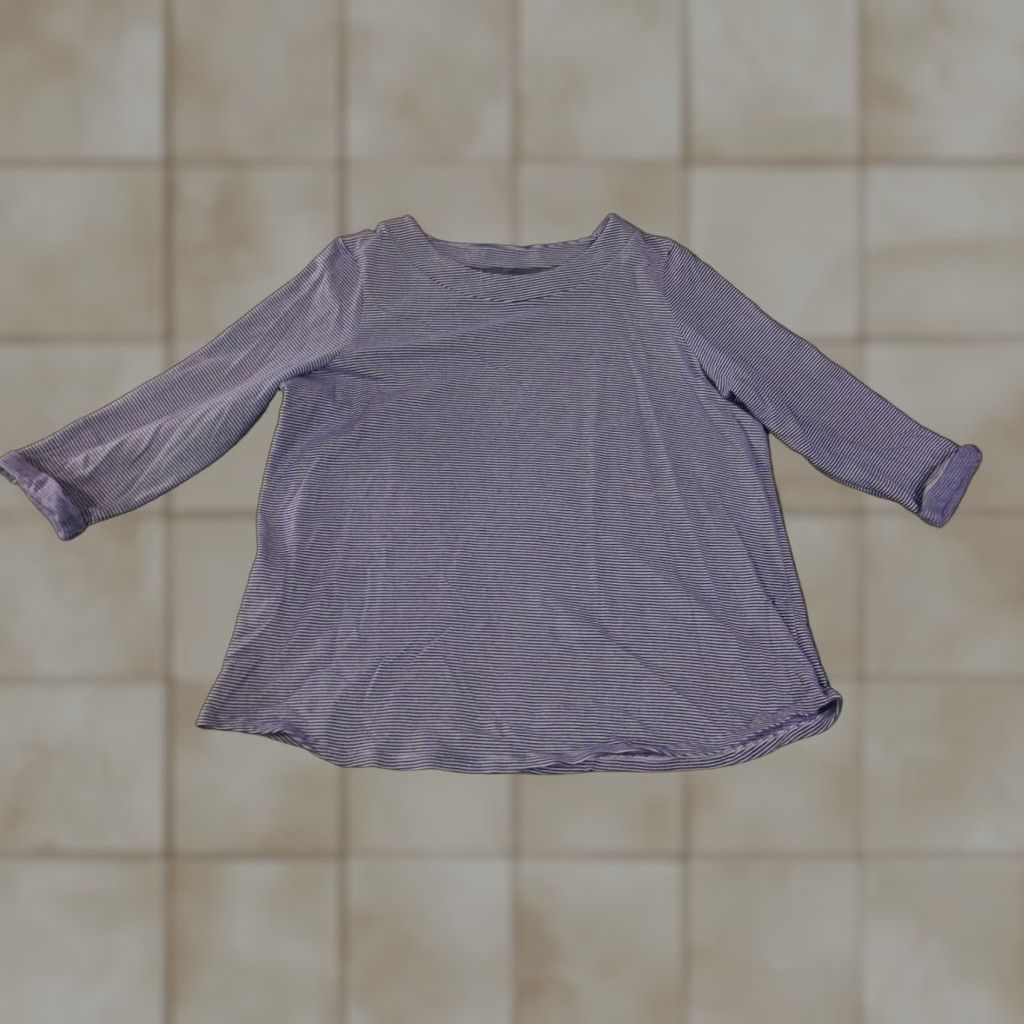 Talbots Talbots Shirt Womens XL Blue Striped Knit Stretch Casual Tee Crew Neck Long Sleeve Cotton Regular Vintage No Size XL / US 12-14 / IT 48-50 - 1 Thumbnail