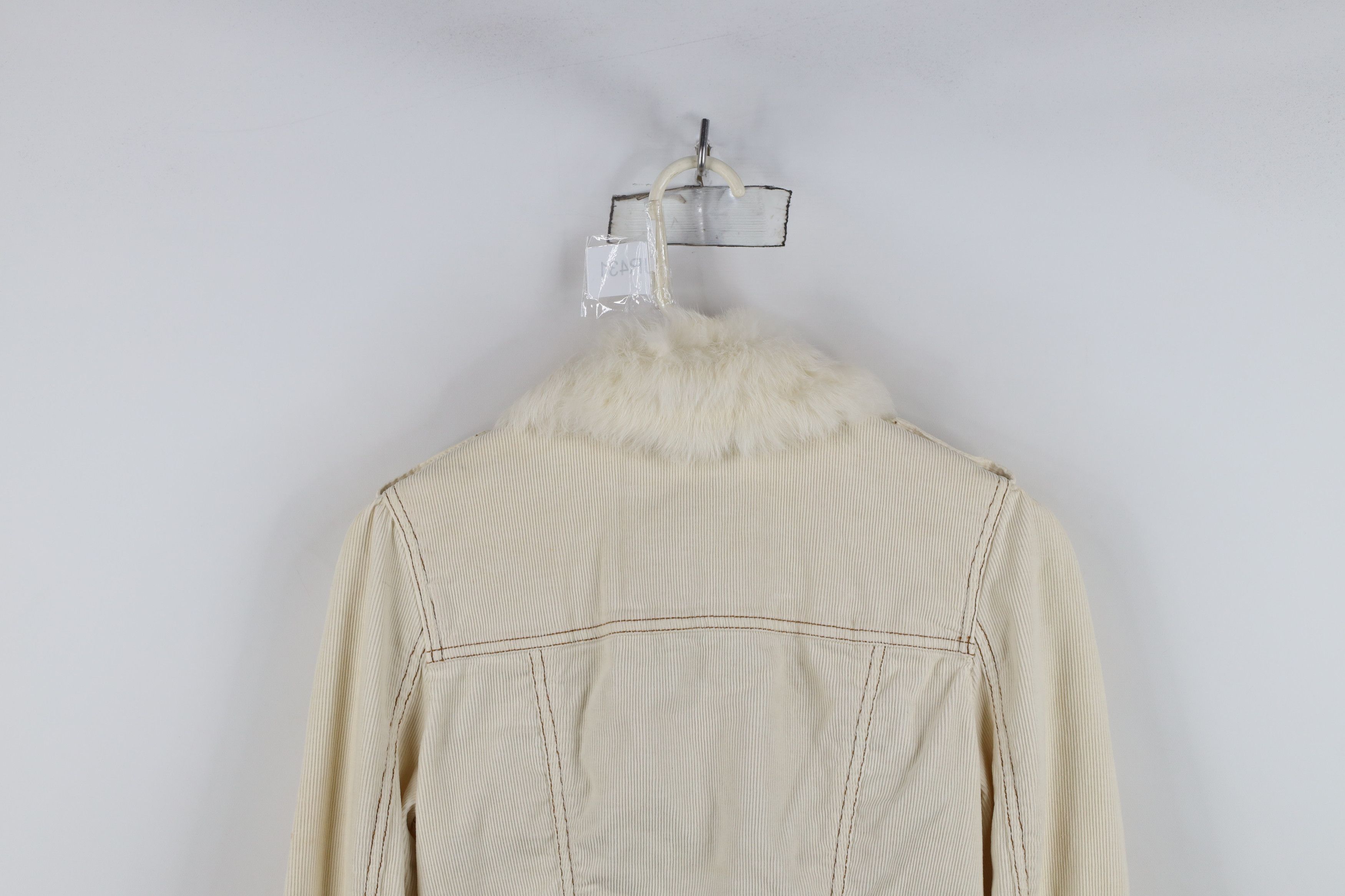 Guess Vintage 90s Y2K Guess Rabbit Corduroy Trucker Jacket Cream Size XS / US 0-2 / IT 36-38 - 16 Thumbnail