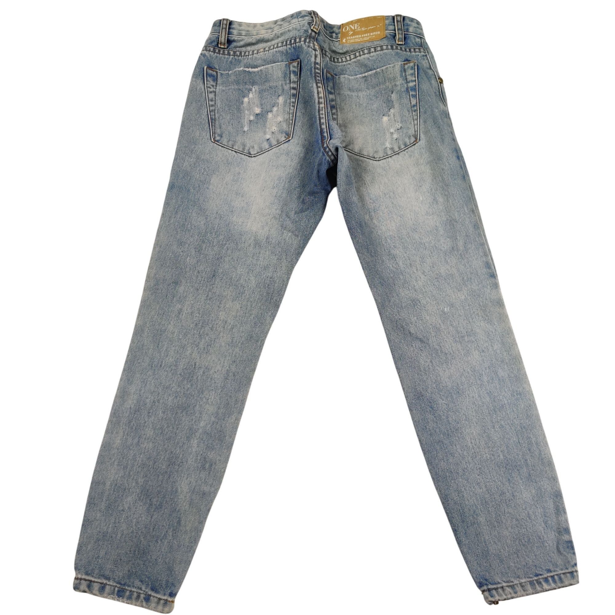 One Teaspoon One teaspoon Trashed Free Birds Jeans 24 Denim Low Rise Skin Size 42" / US 20 - 3 Thumbnail