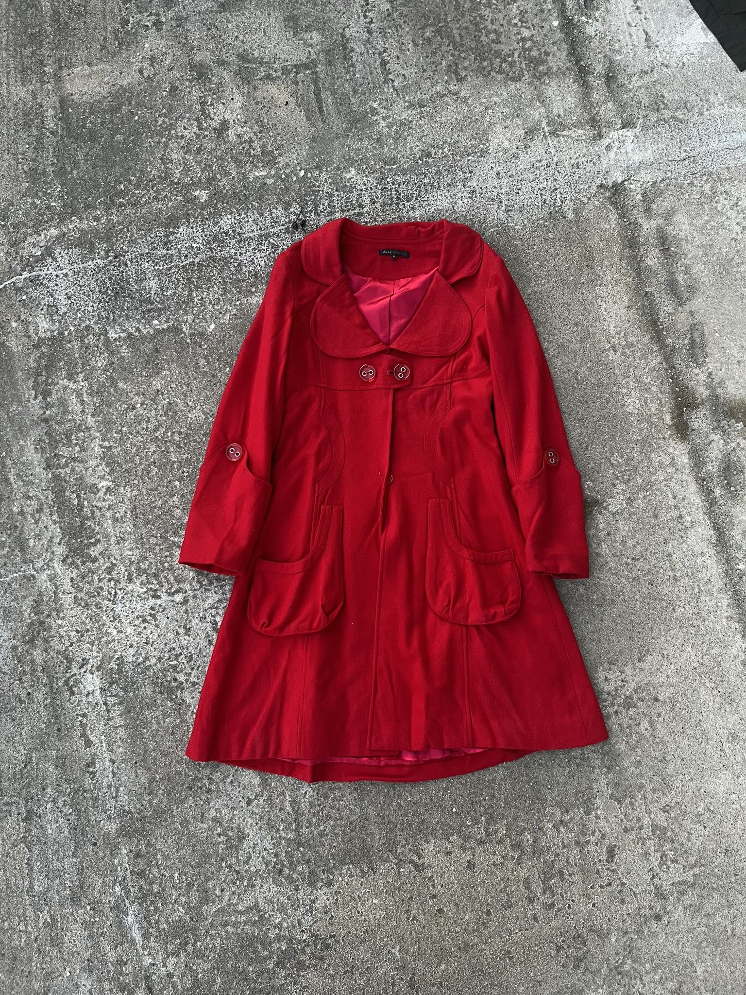 image of Marc Jacobs Wool Trench Coat Archiv in Red, Women's (Size Small)