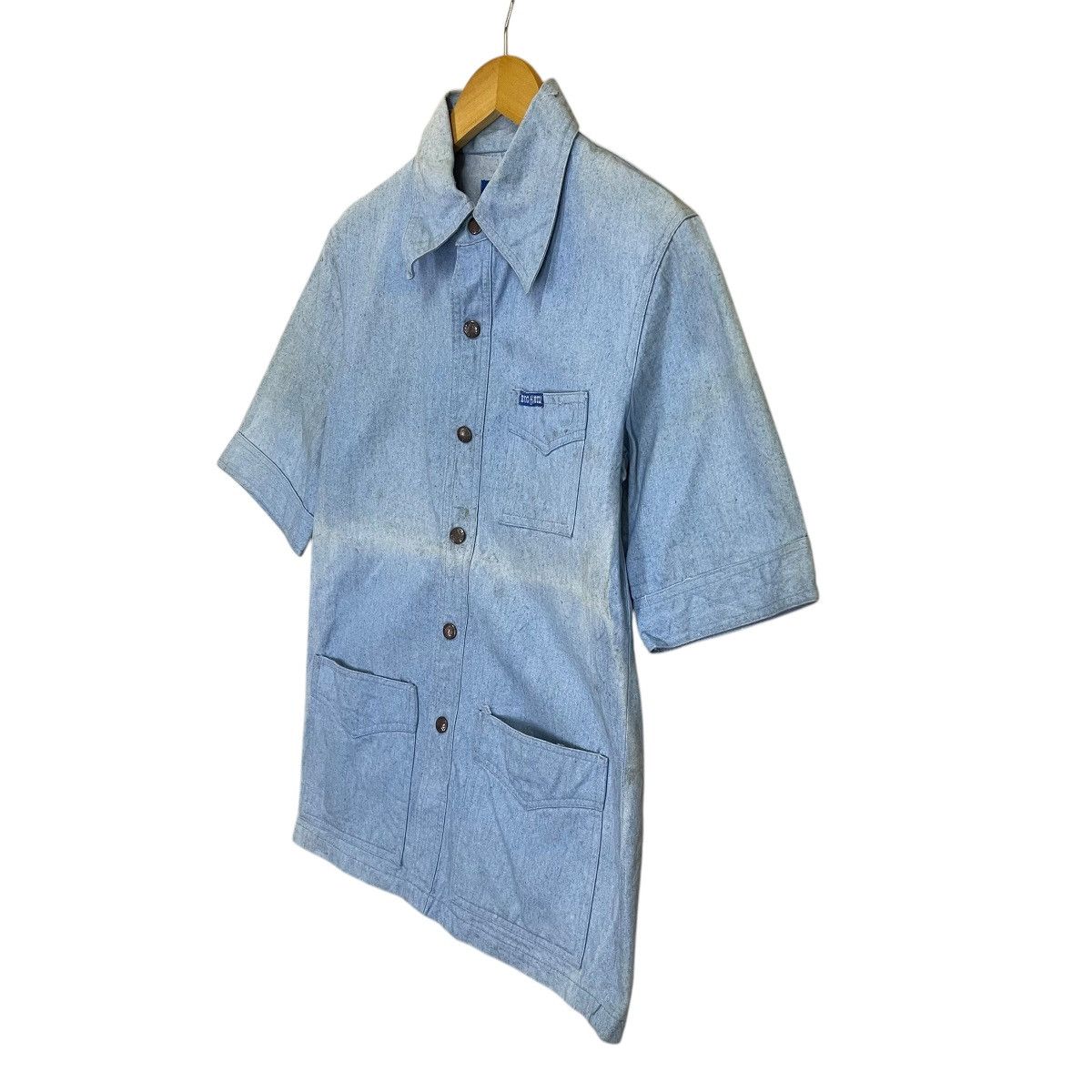 Japanese Brand Vintage 80s Big Bell Made In Japan Shortsleeve Chore Denim Size US S / EU 44-46 / 1 - 3 Thumbnail