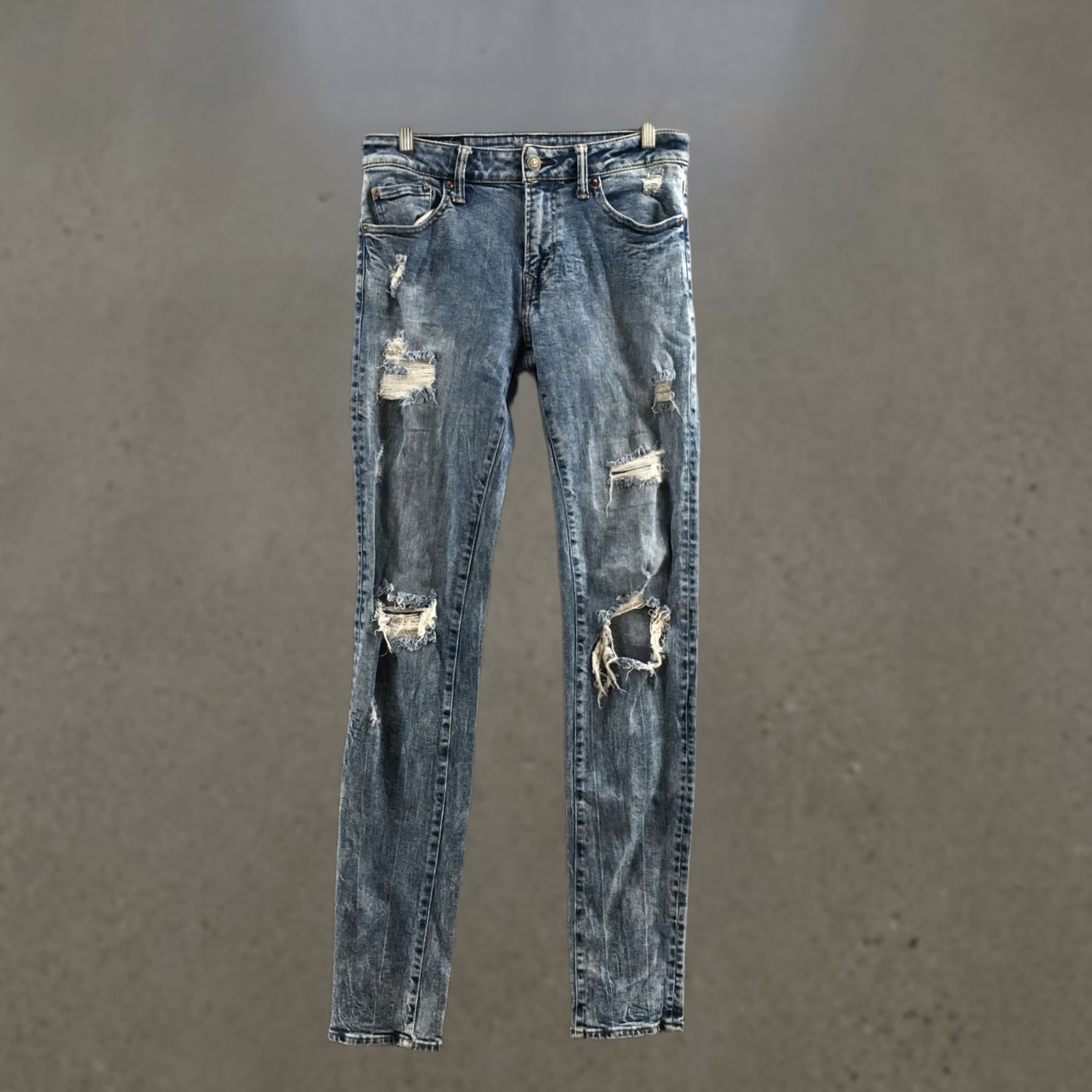 American Eagle Outfitters American Eagle Outfitters Skinny Jeans Mens 30x36 Blue Denim Distressed Zip Jeans Slim 5-Pocket Denim Blue Mens Size US 30 / EU 46 - 1 Thumbnail