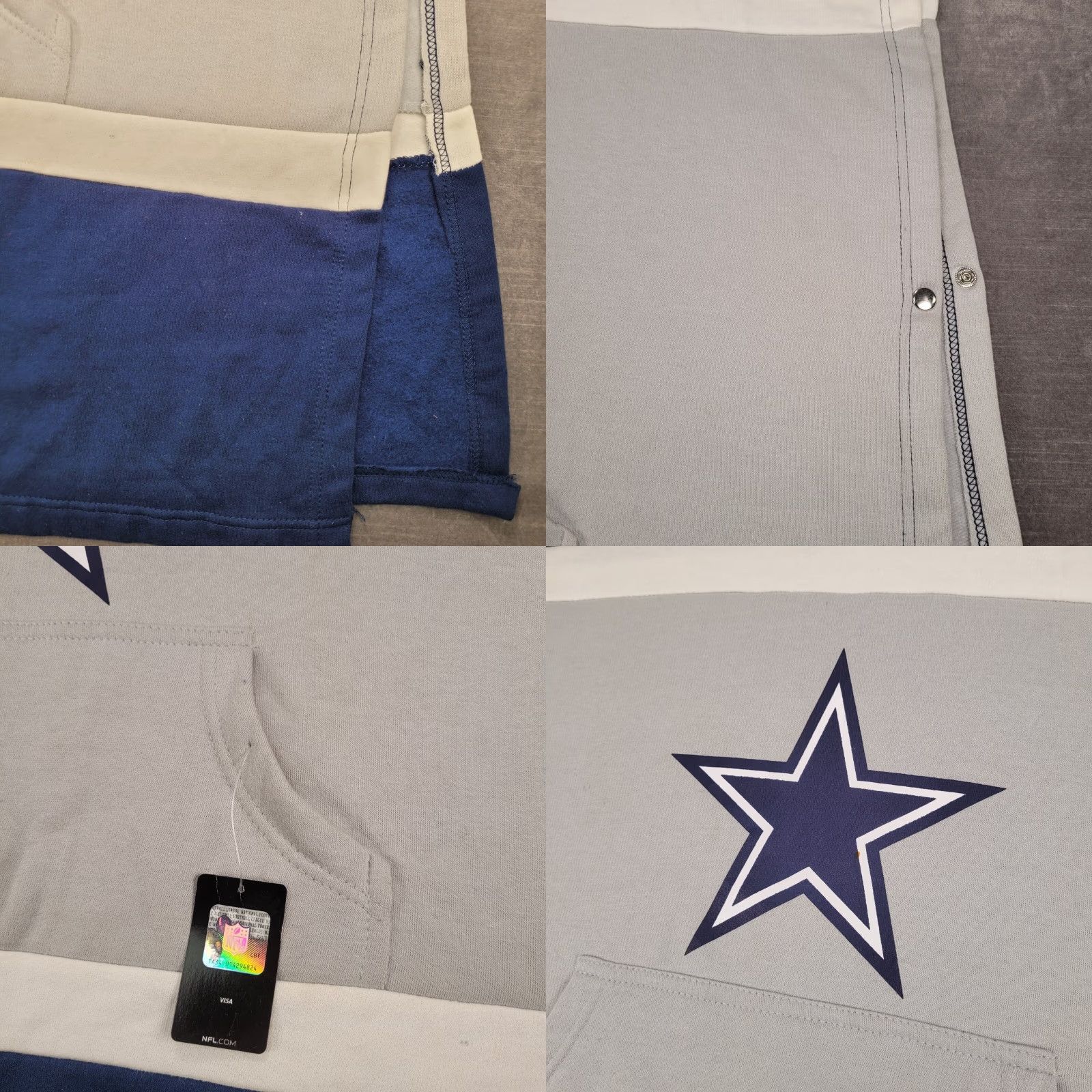 NFL NFL Team Apparel Hoodie Poncho Pullover Snap Side Blue Gray White Dallas Cowboys Men One Size Hooded Color Block Athletic Hoodie Size US M / EU 48-50 / 2 - 8 Thumbnail
