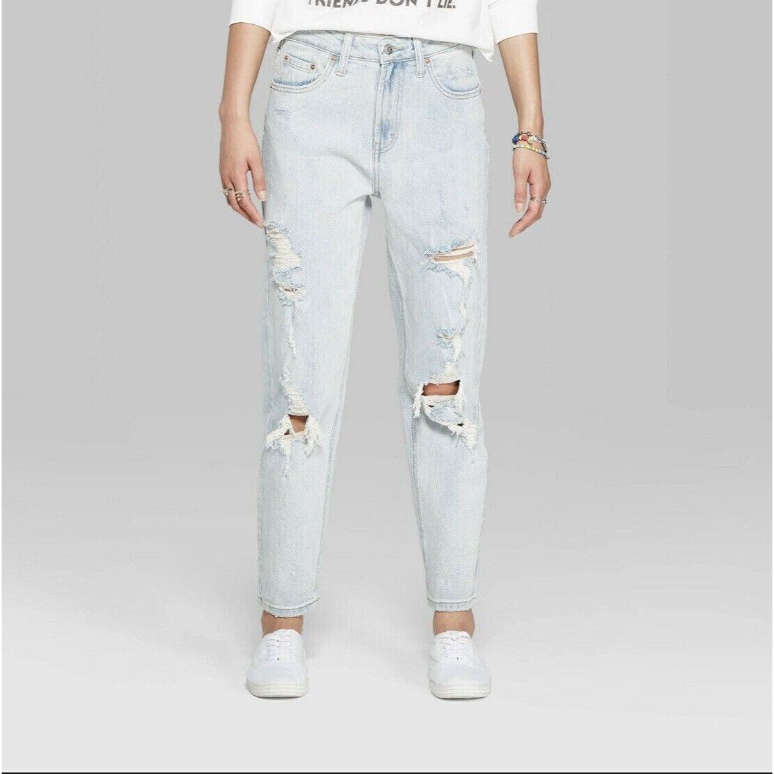 Other Wild Fable Women's Light Washed White Blue Denim Distressed Size 26" / US 2 / IT 38 - 1 Thumbnail