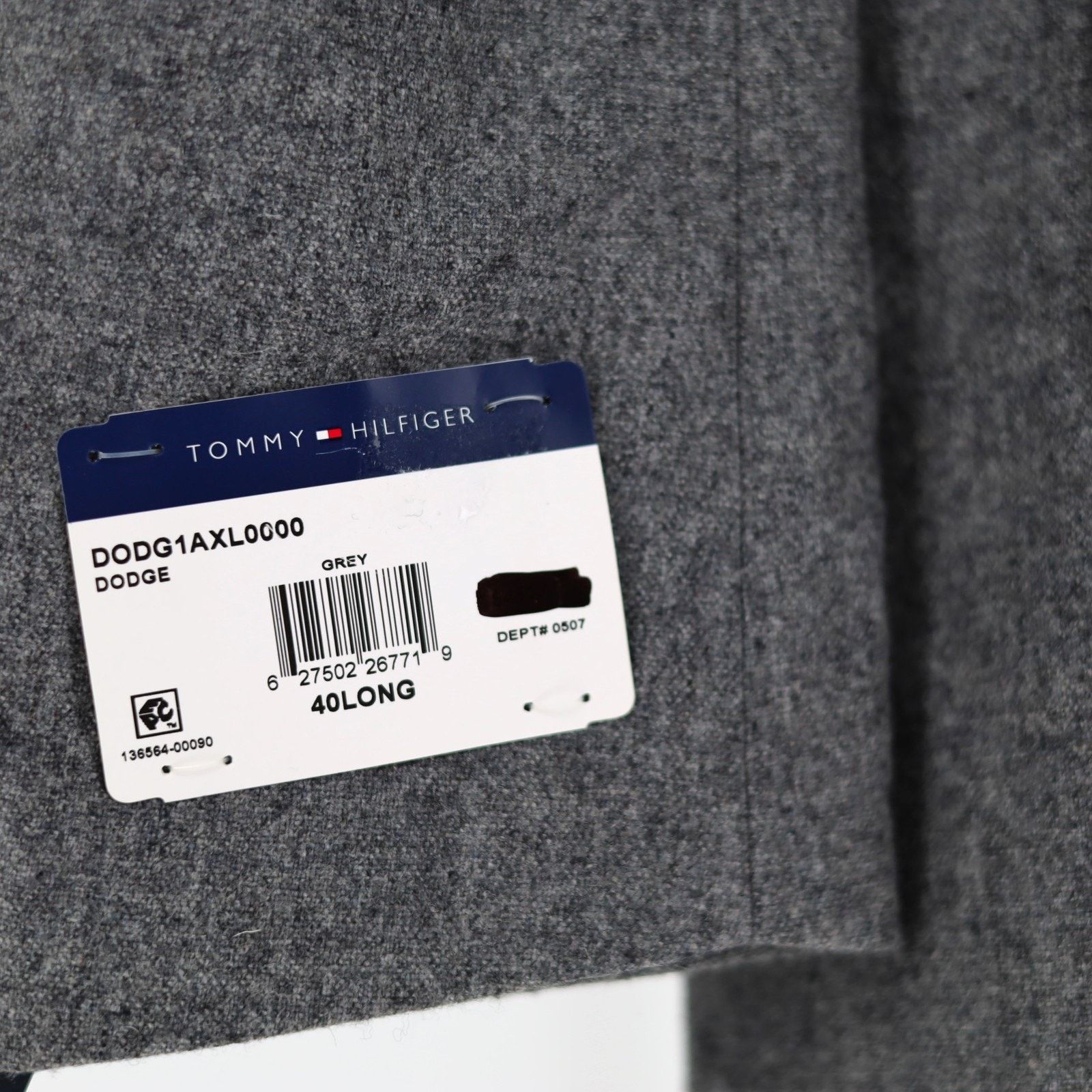 Tommy Hilfiger Tommy Hilfiger Men's Grey Wool Double-Breasted Jacket 40L Size 40L - 6 Thumbnail