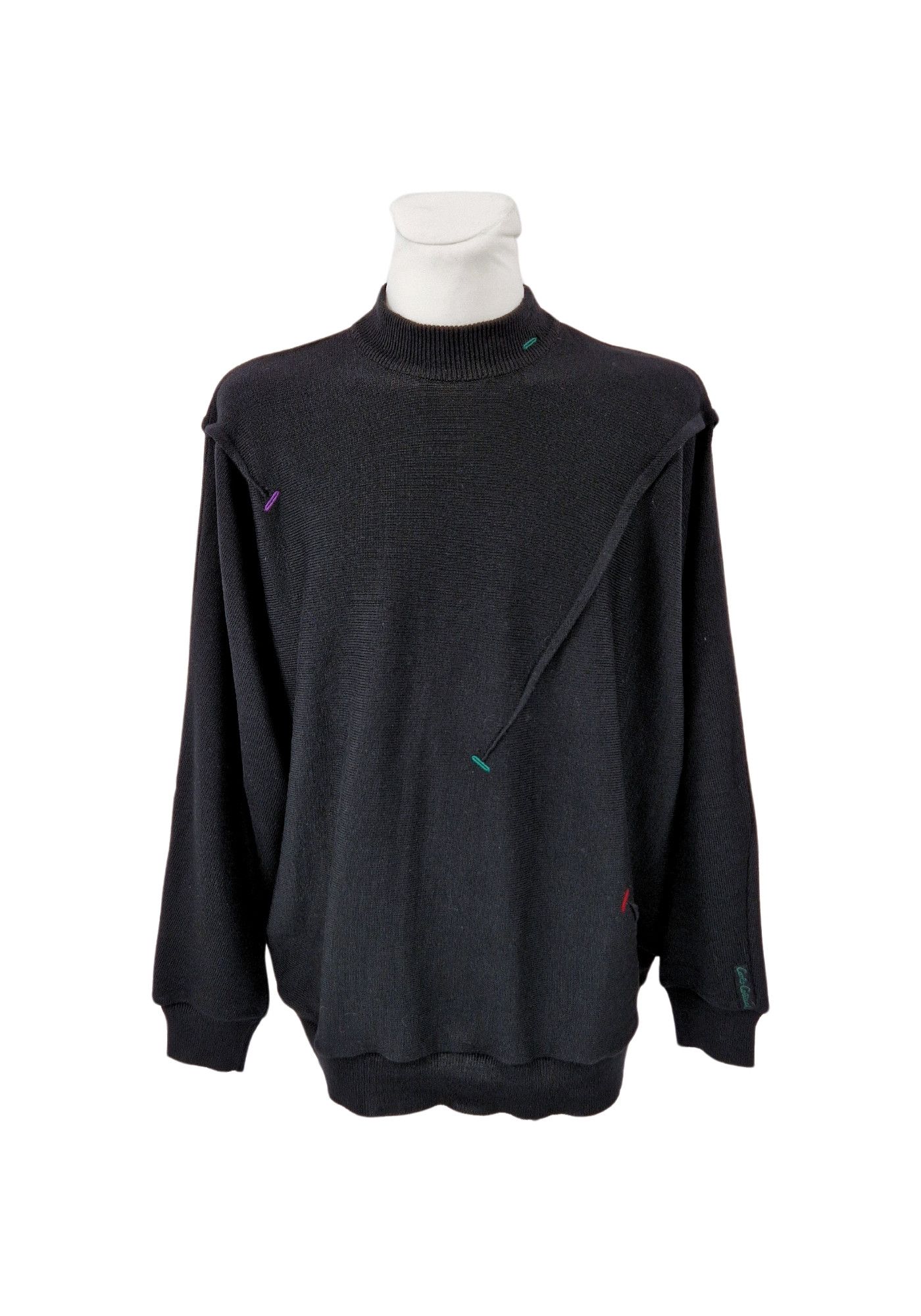 image of Carlo Colucci Black Wool Cashmere Sweater Xl, Men's