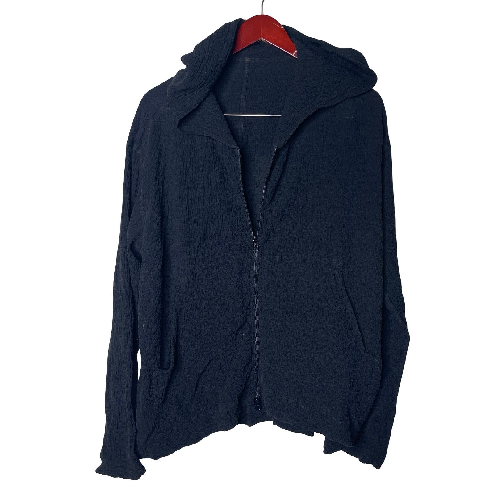 Issey Miyake ME ISSEY MIYAKE Homme Black Full Zip popcorn hoodie OS Size US M / EU 48-50 / 2 - 1 Thumbnail