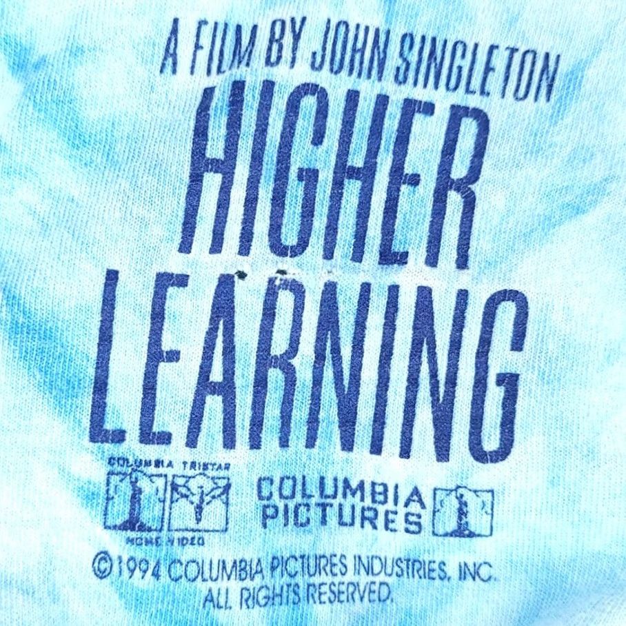 Fruit Of The Loom VINTAGE Higher Learning T Shirt Mens Size Medium 1995 Drama Movie Made In USA Tie Dye Blue Cotton Crew Neck Long Sleeve Front Back Single Stitch Size US M / EU 48-50 / 2 - 4 Thumbnail