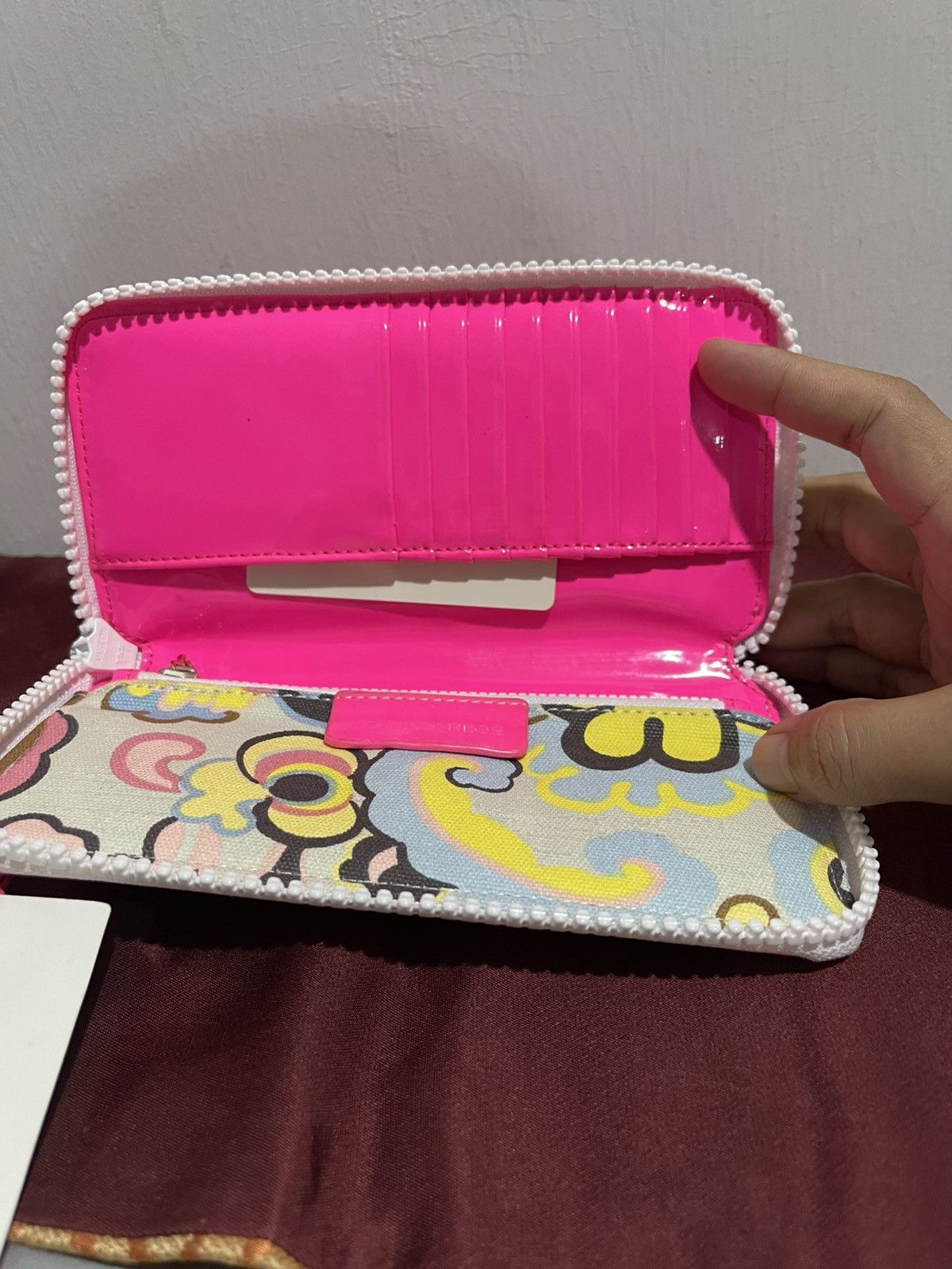 See by Chloe See by Chloé Long Zip File Wallet - Neon Pink Embossed Logo Size ONE SIZE - 4 Thumbnail