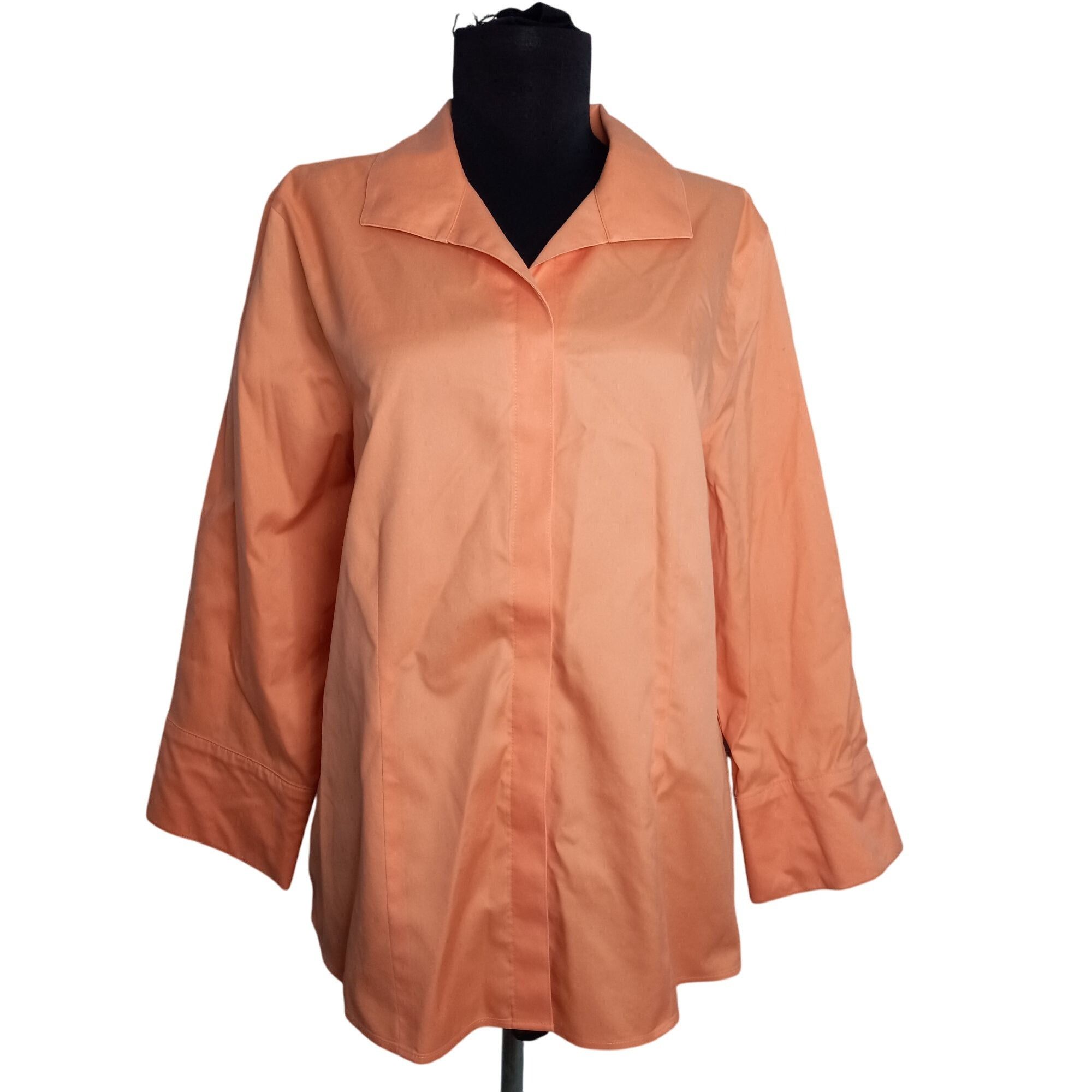 Chicos Chicos Size 2 Large Blouse Womens Orange No Iron Cotton Size L / US 10 / IT 46 - 1 Thumbnail