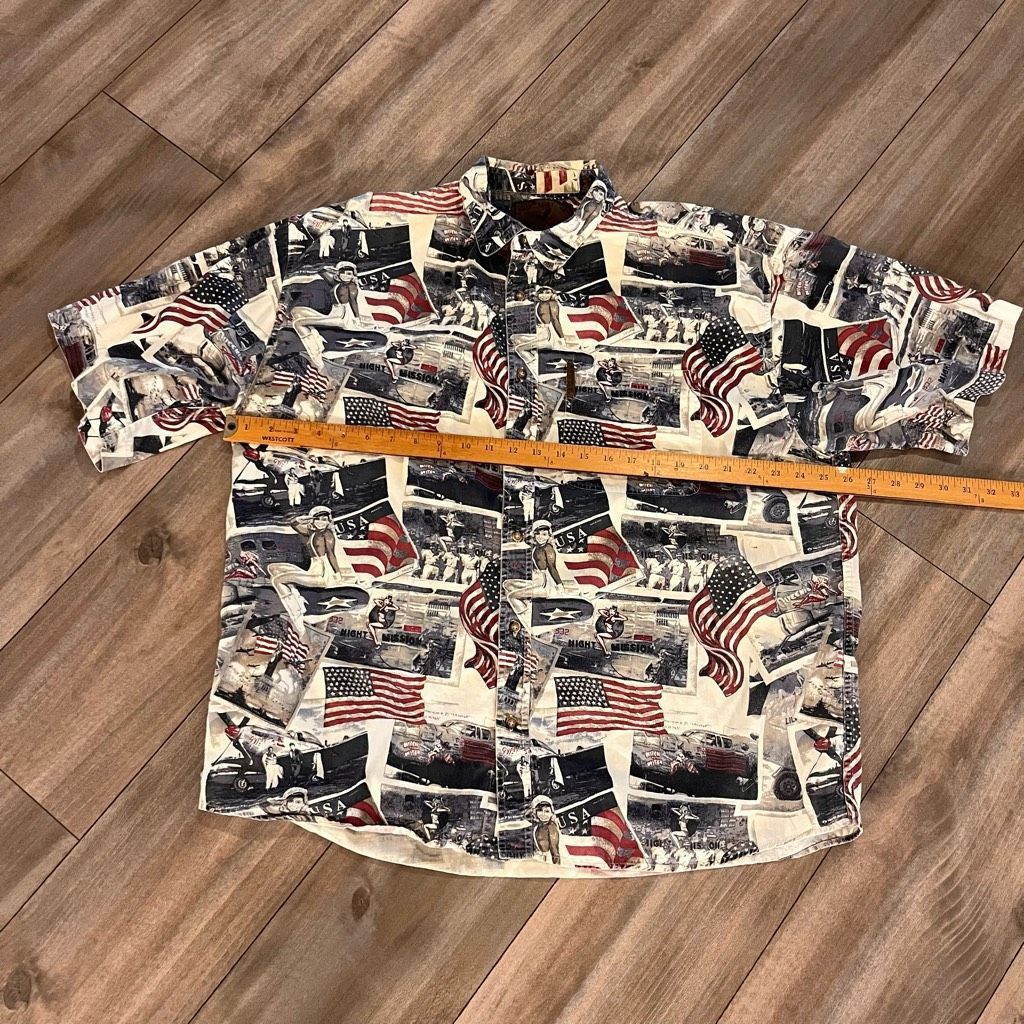 North River Outfitters North River American Flag USA Pattern Casual Buttonup Shirt Size US XL / EU 56 / 4 - 4 Thumbnail