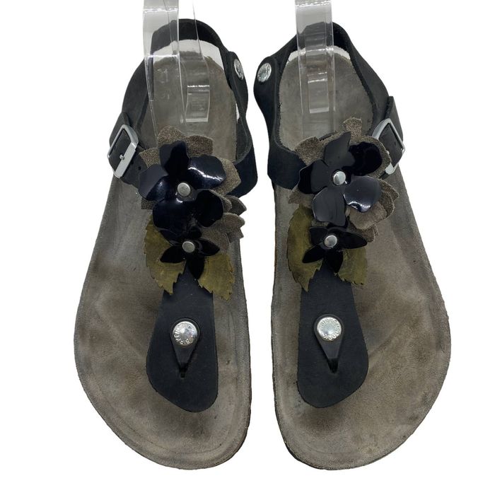 Birkenstock Birkenstock Kairo Oiled Leather Sandals Black Flower