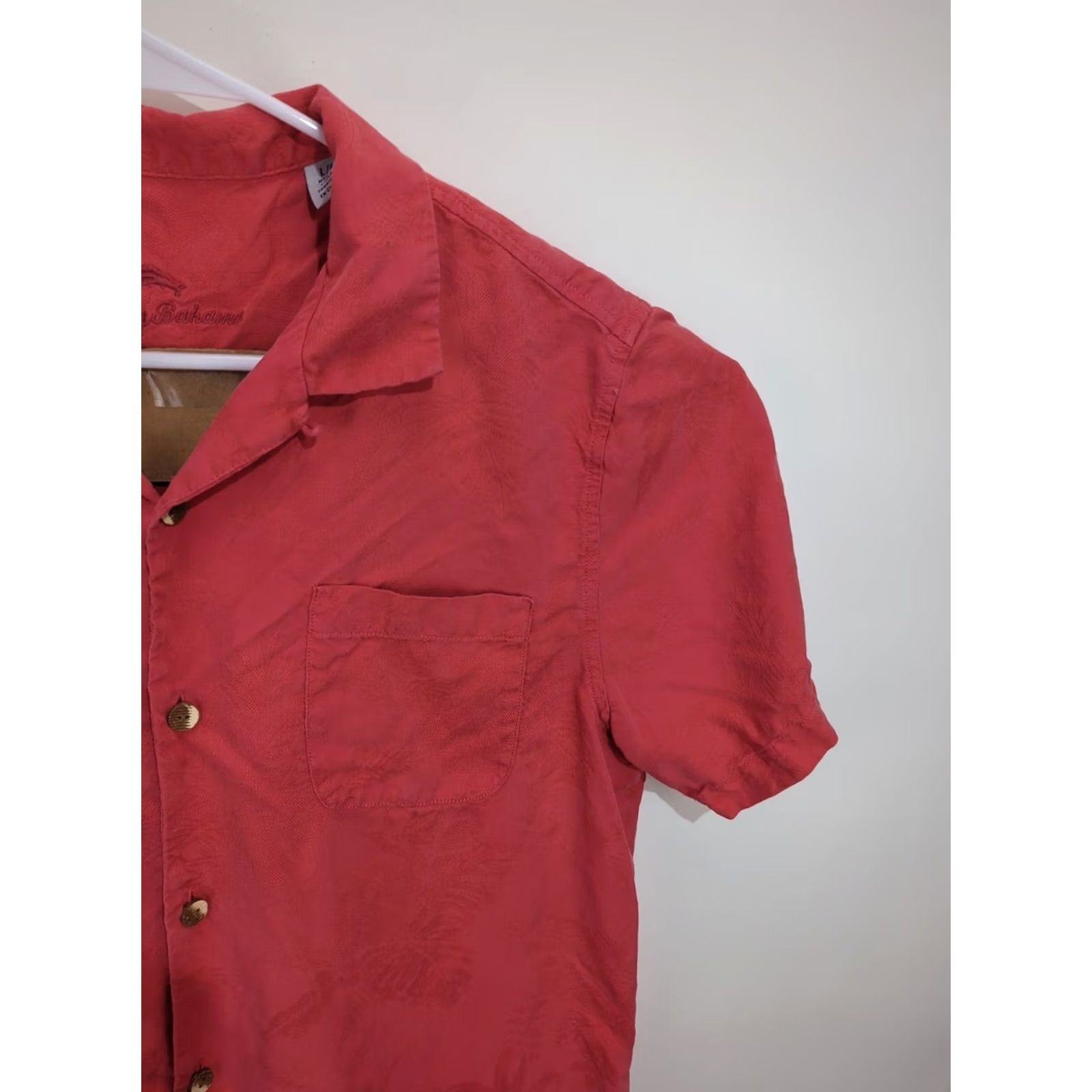 Tommy Bahama Tommy Bahama Silk Shirt Button-Up Short Sleeve Men Large Peach Pink Floral Hawaiian Aloha Comfort Casual Size US L / EU 52-54 / 3 - 7 Thumbnail