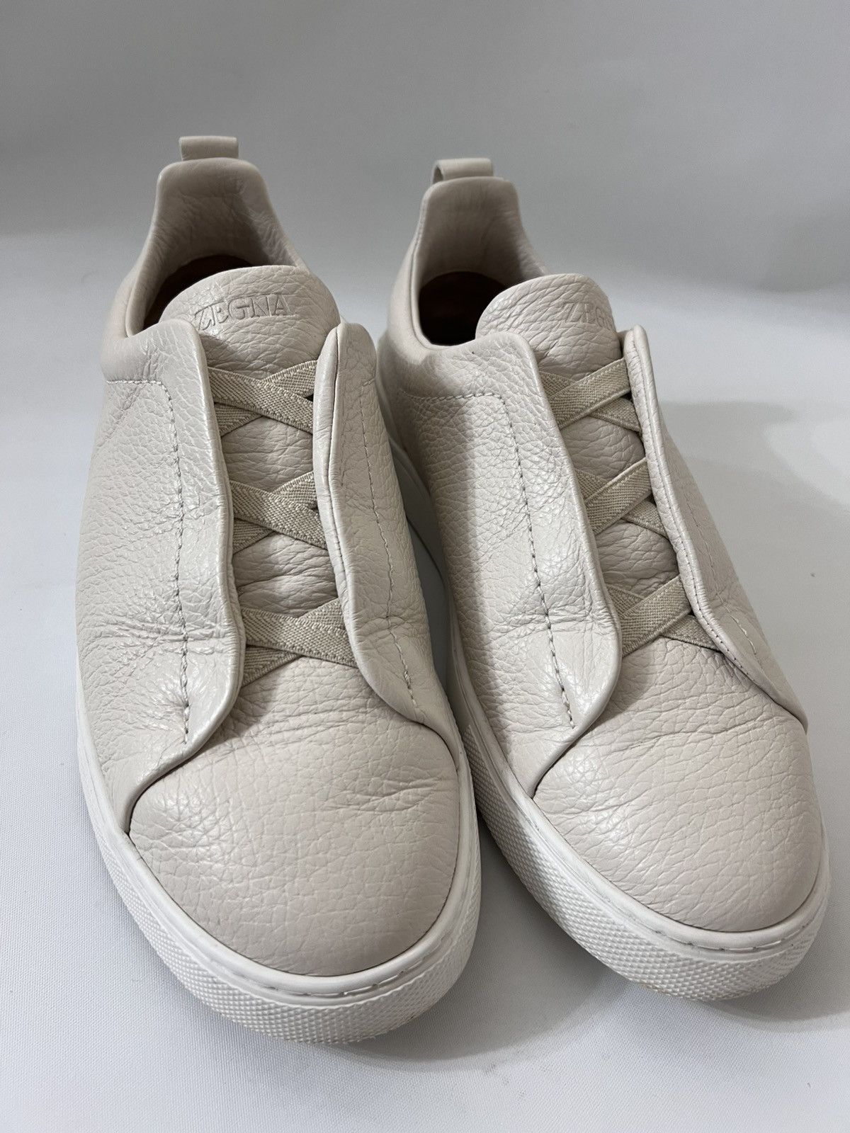 Ermenegildo Zegna Preowned Zegna Triple Stich Off white deerskin Size US 7.5 / EU 40-41 - 3 Thumbnail