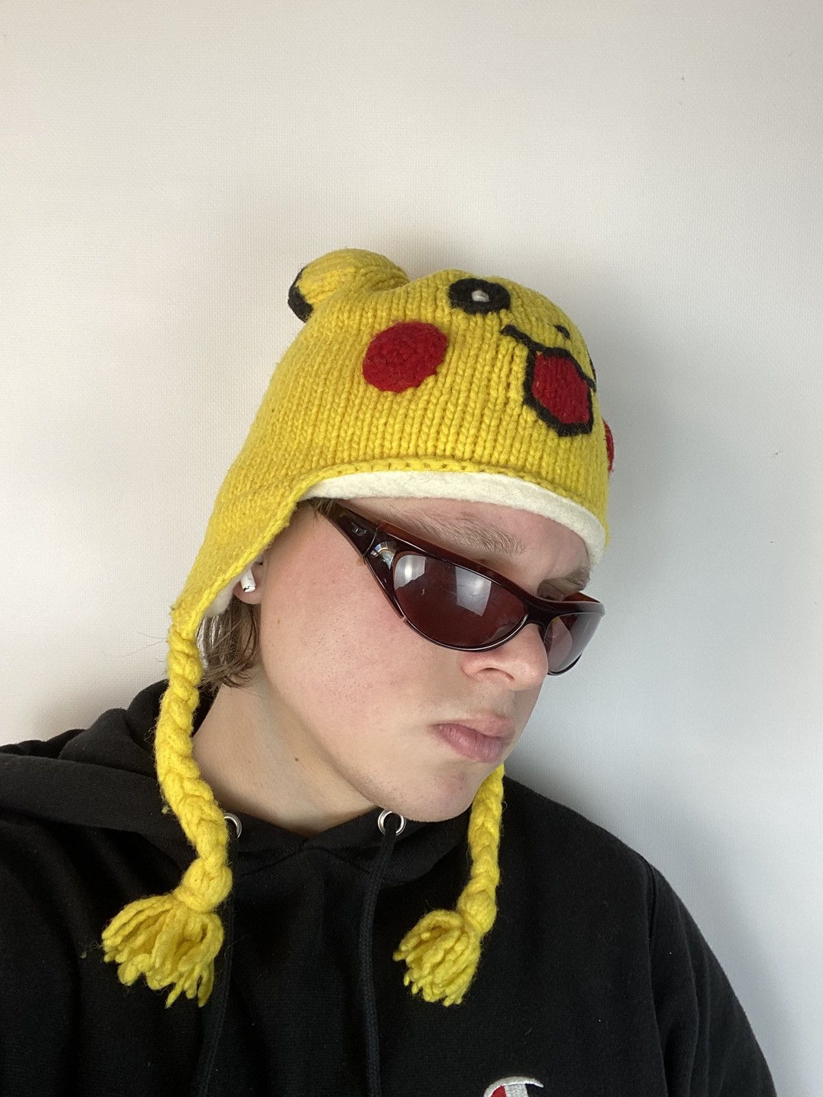 Handmade × Japanese Brand Vintage 90s Knitted Hat Pikachu Pokemon Devil Style Size ONE SIZE - 2 Thumbnail