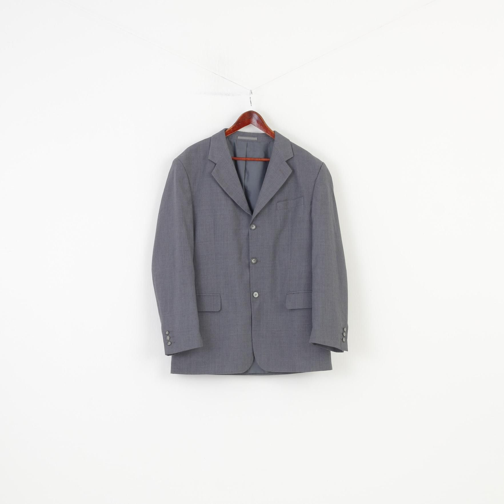 Vintage Coxmoore Men 42 Blazer Grey Wool Breasted 1655 Size 42R - 1 Thumbnail