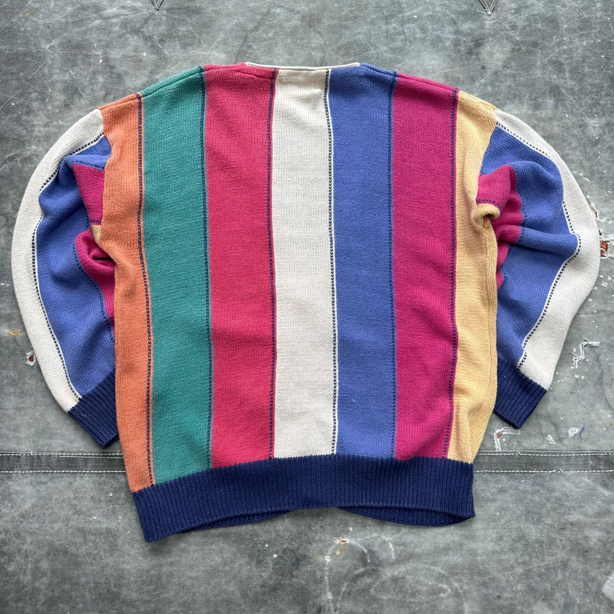 Vintage Vintage Unique Knit Striped Patterned Cardigan Sweater Size US XL / EU 56 / 4 - 2 Thumbnail