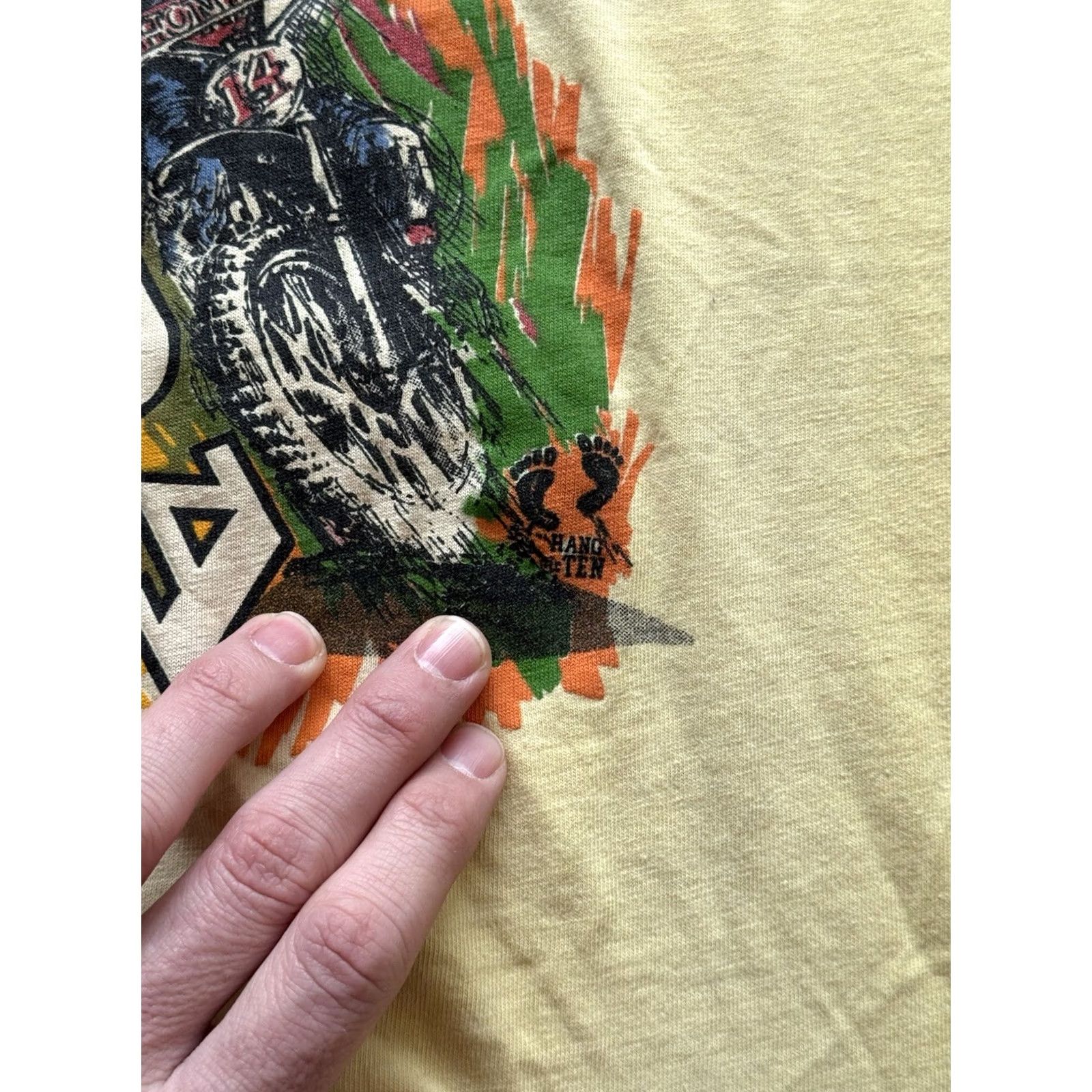 Hang Ten VINTAGE Honda Hang Ten Tee Pocket Sz L Moto X Racing Motocross 70s USA 1970s Size US L / EU 52-54 / 3 - 6 Thumbnail