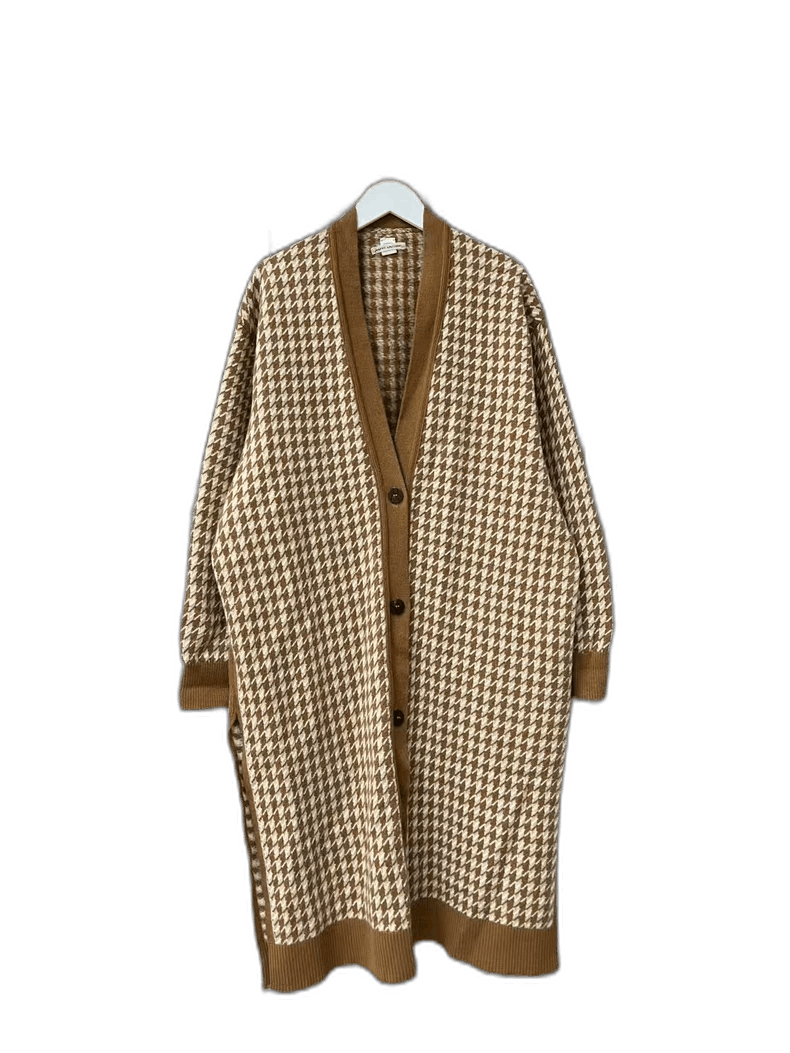Hermes Hermes Brown Houndstooth Wool Coat Size US S / EU 44-46 / 1 - 1 Thumbnail