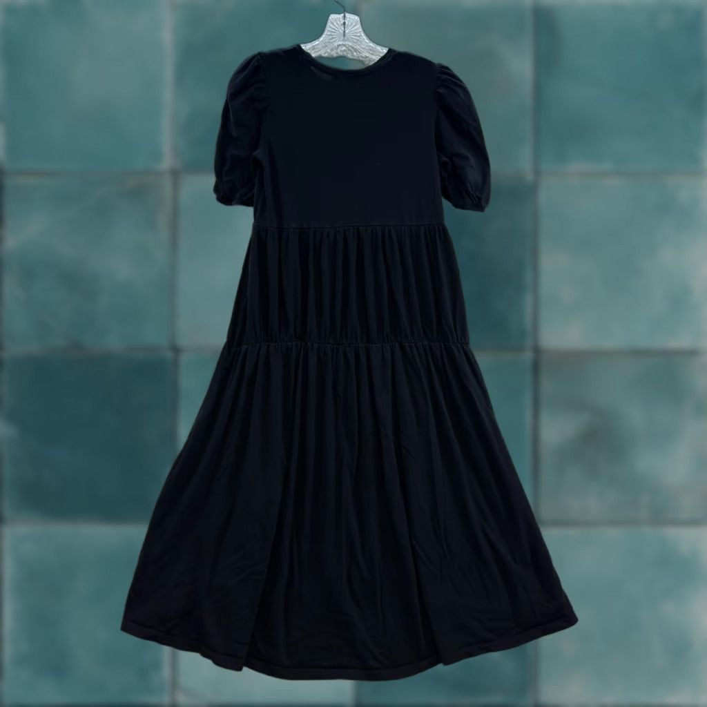 Zara Maxi Dress Black Small Short Sleeve Round Neck Pullover 100% Cotton  Bohemian Cottagecore Minimalist Womens S - antelopusenergy.com