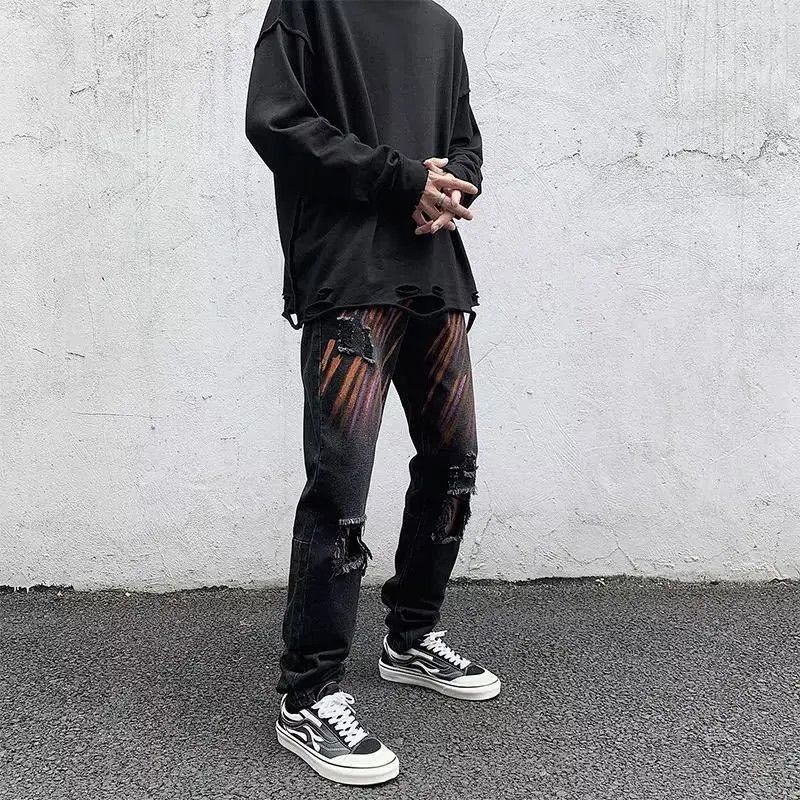 Japanese Brand Hip hop ripped straight leg jeans Size US 32 / EU 48 - 2 Thumbnail