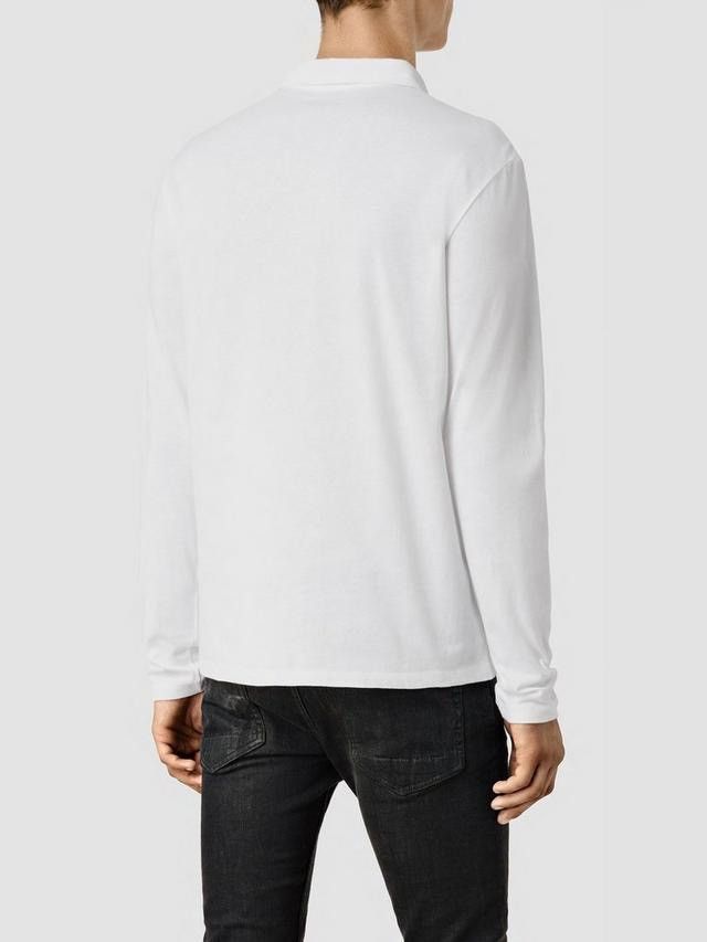 Allsaints AllSaints Mens White Long Sleeve Ramskull Logo Polo Shirt Size US M / EU 48-50 / 2 - 3 Thumbnail