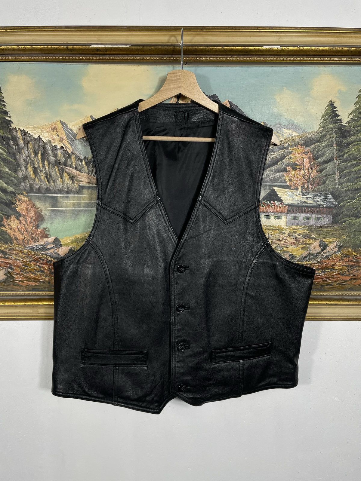 Vintage Vintage Y2k Real Leather Black Vest Jacket Punk Rock Motor Size US XL / EU 56 / 4 - 1 Thumbnail