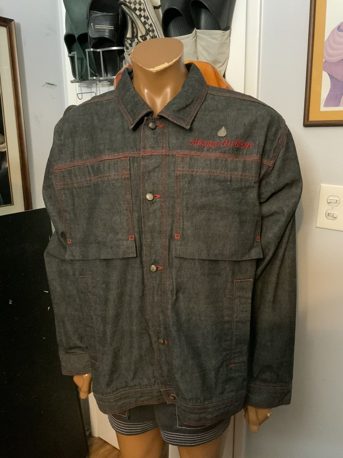 Vintage Y2K Johnny Blaze Flames Method Man Denim Trucker Jacket Size US L / EU 52-54 / 3 - 10 Thumbnail
