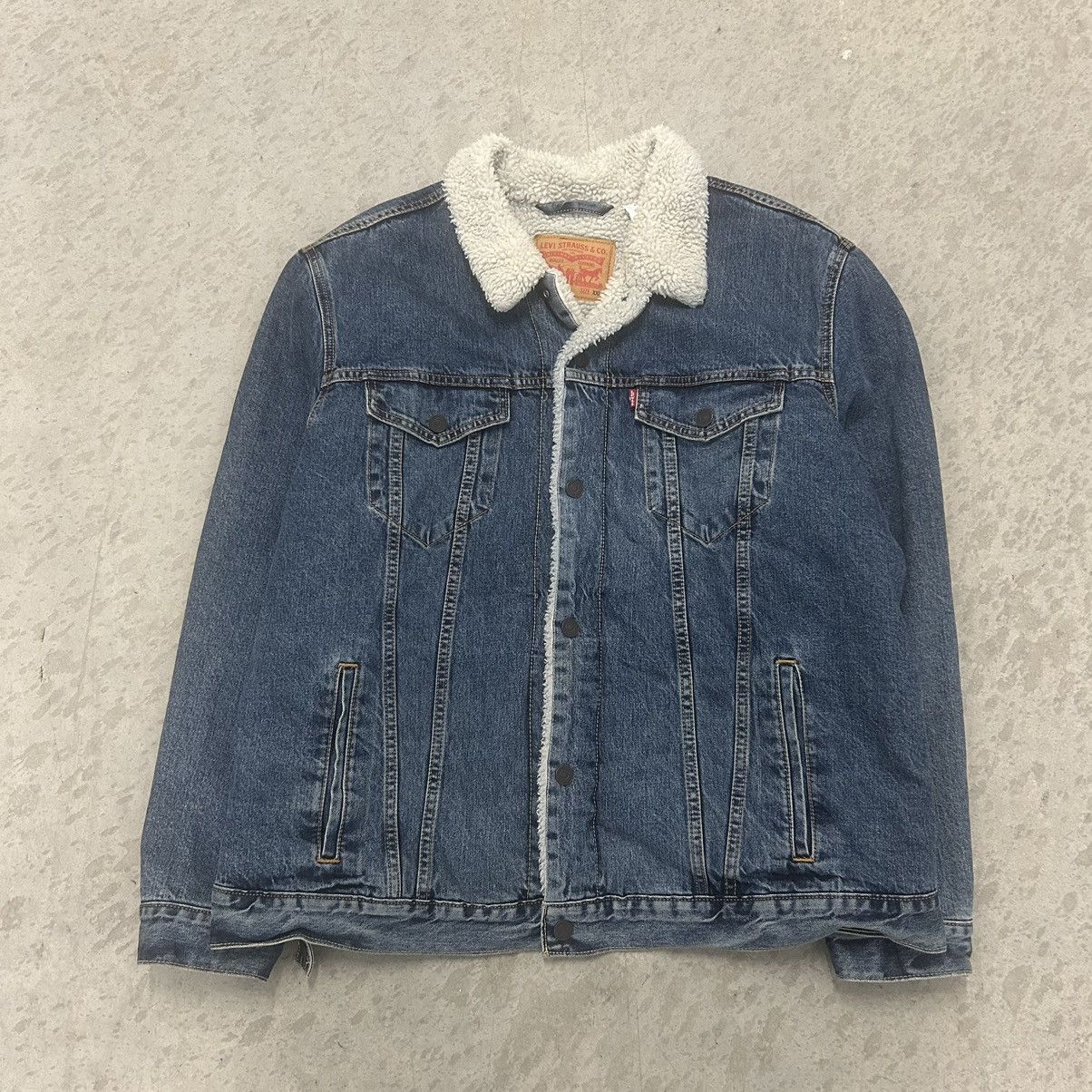 image of Levis x Vintage Y2K Levi’S Sherpa Lined Denim Jacket in Blue, Men's (Size 2XL)