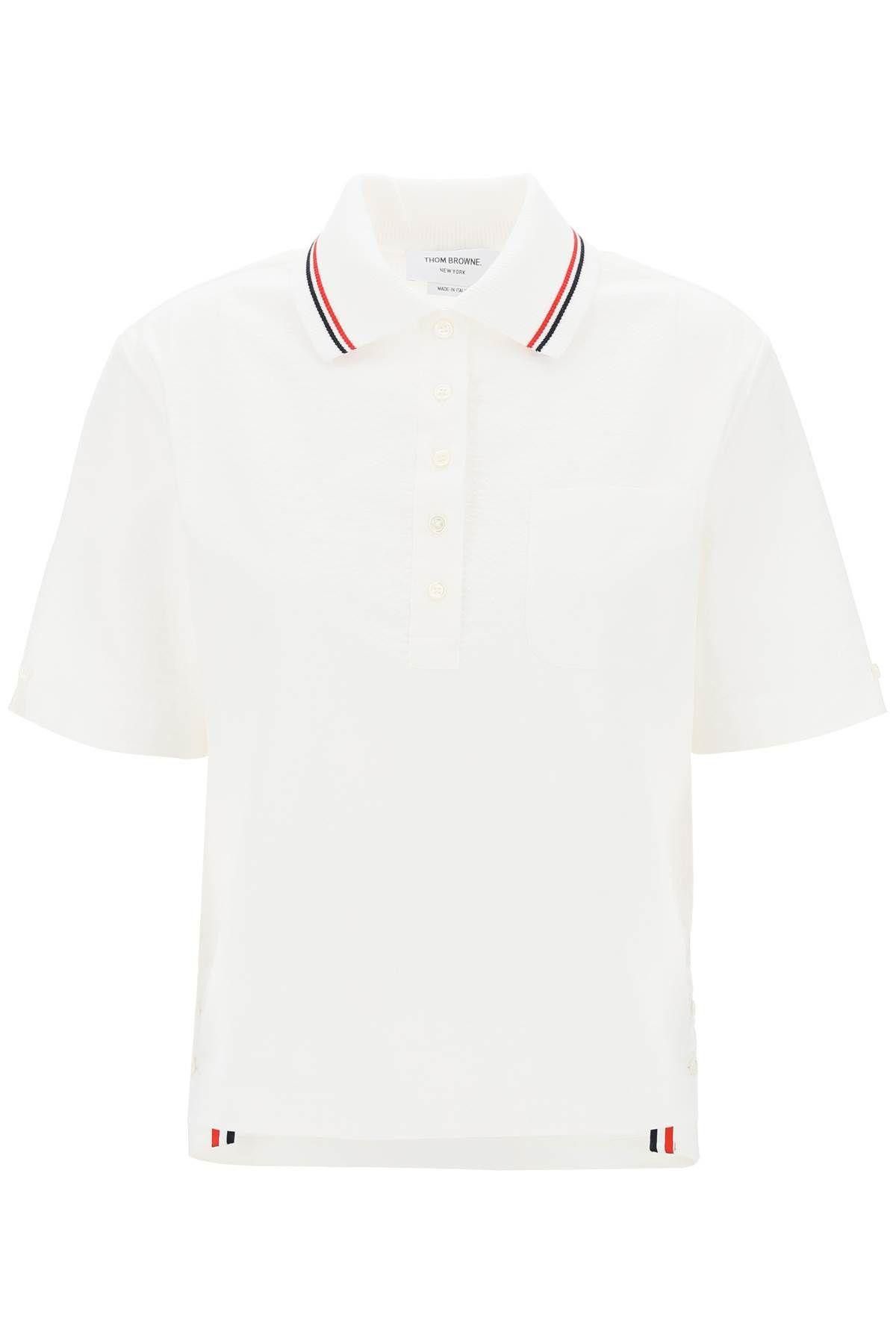 image of Thom Browne Seersucker Polo Shirt Size Eu 38 For Women in White